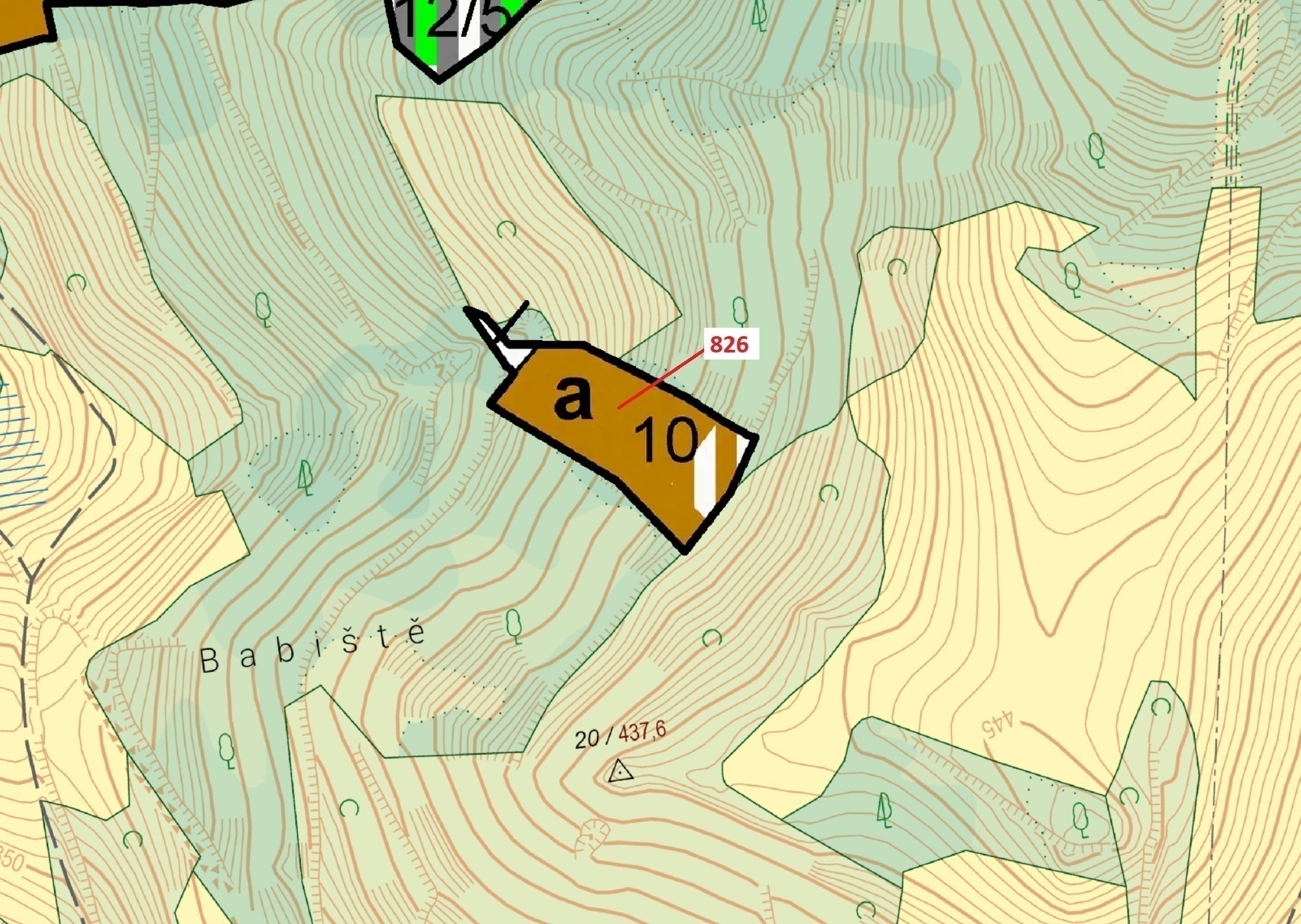 Lesní pozemek o výměře 4 610 m2, podíl  9/10, katastrální území Zubrnice, obec Zubrnice, obec s rozš