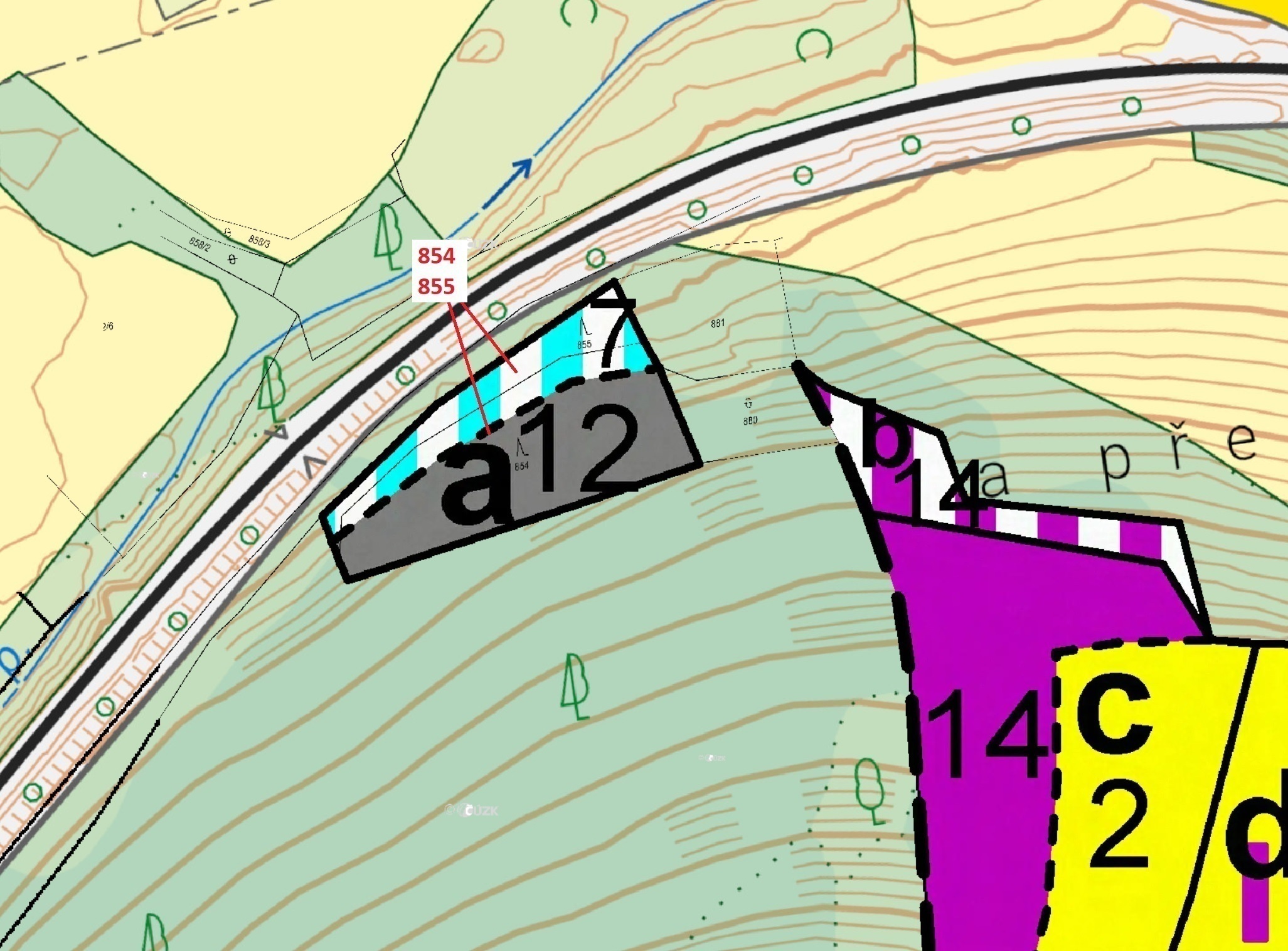 Lesní pozemky o výměře 2 561 m2, podíl 1/1, katastrální území Čepice, obec Rabí, obec s rozšířenou p