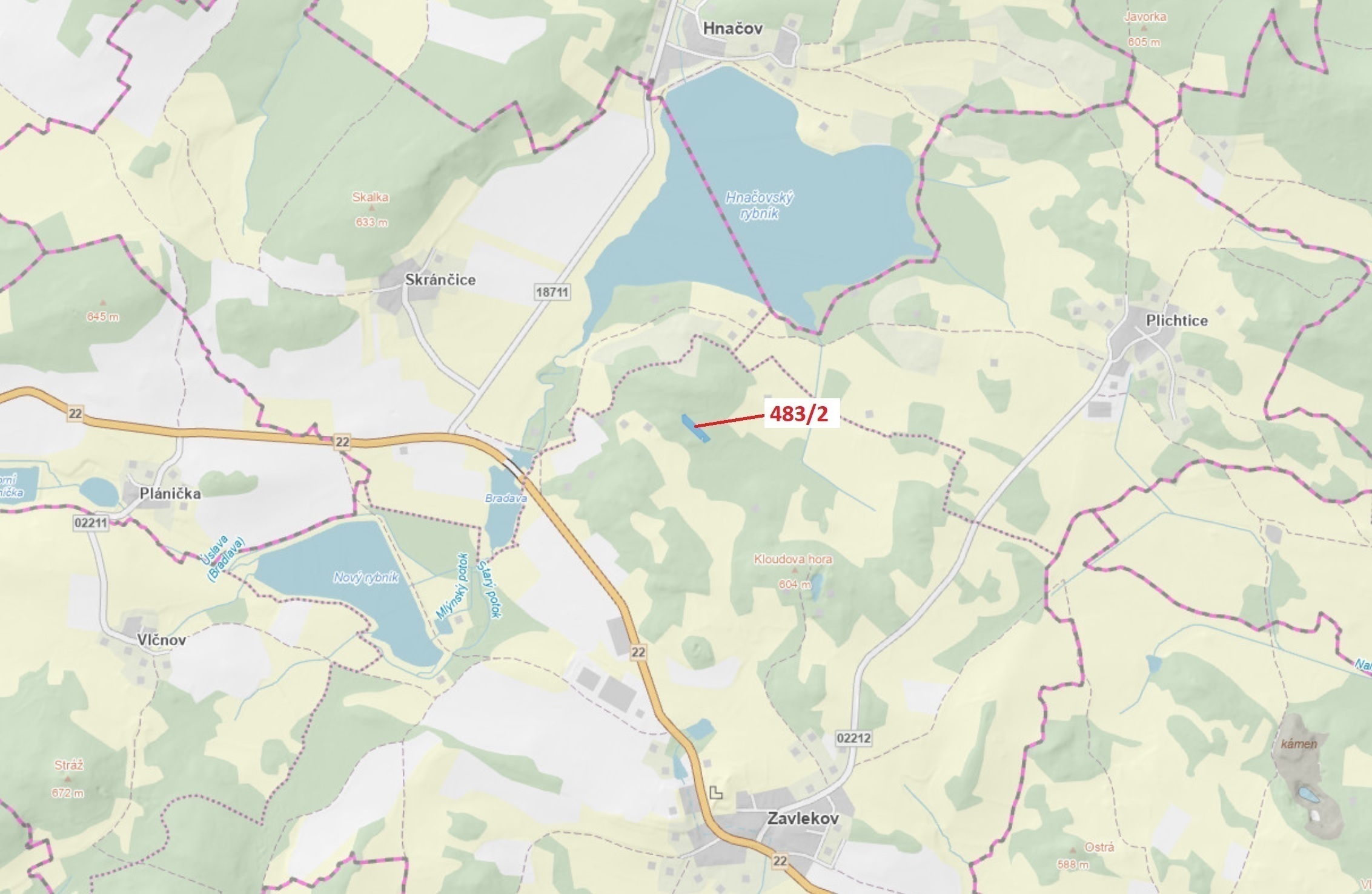 Lesní pozemek o výměře 2895 m2, podíl 1/1, katastrální území Zavlekov, obec Zavlekov, obec s rozšíře