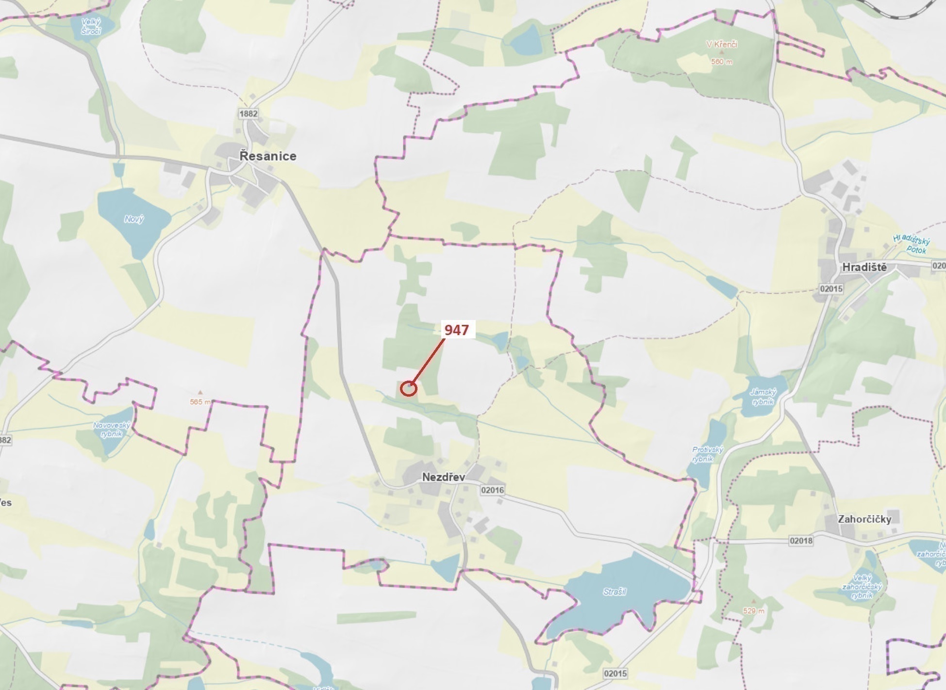 Lesní pozemek o výměře 126 m2, podíl 1/1, katastrální území Nezdřev, obec Nezdřev, obec s rozšířenou