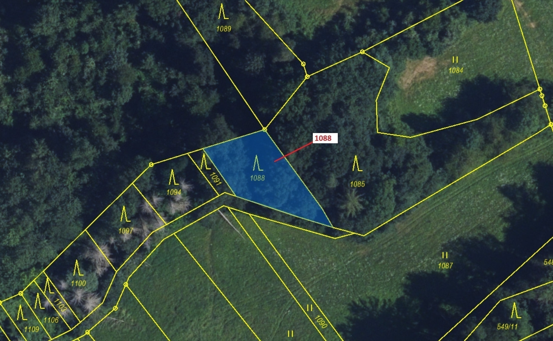 Lesní pozemek o výměře 400 m2, podíl 1/1, katastrální území Spešov, obec Spešov, obec s rozšířenou p