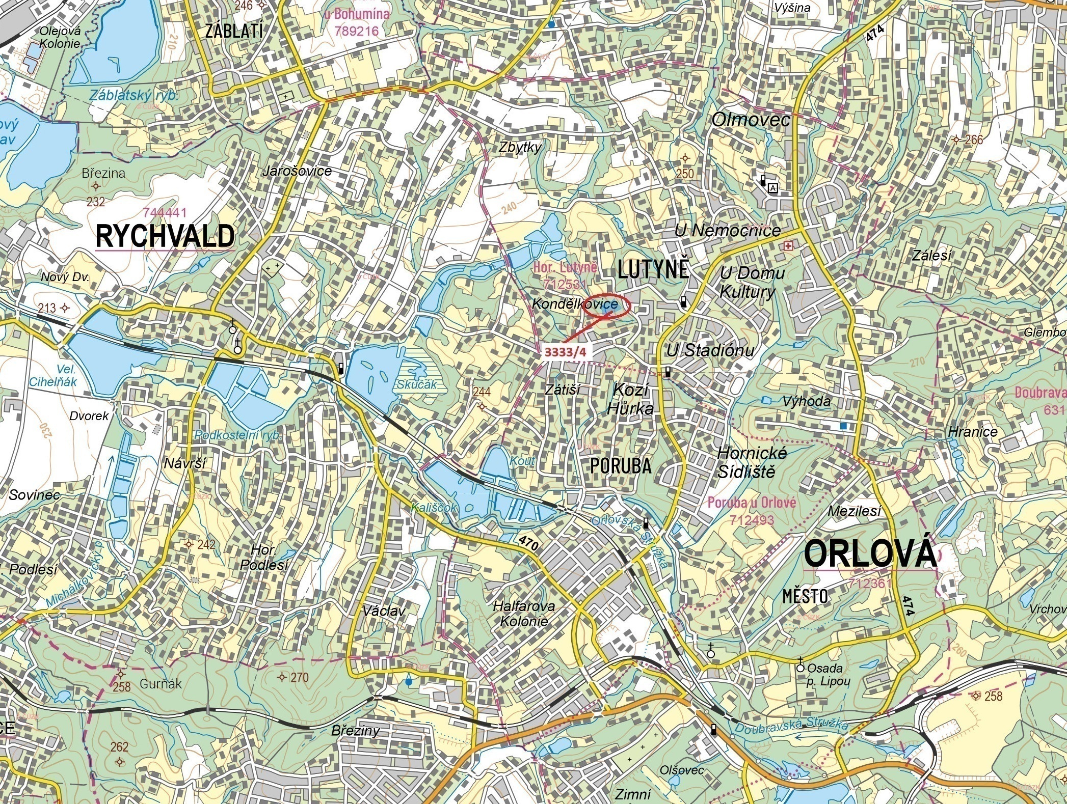 Lesní pozemek o výměře 11 452 m2, podíl 1/1, katastrální území Horní Lutyně, obec Orlová, obec s roz