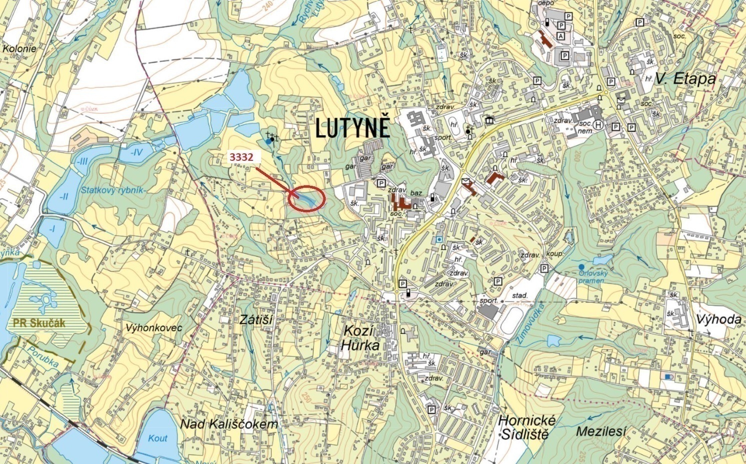 Ostatní plocha o výměře 3555 m2, podíl 1/1, katastrální území Horní Lutyně, obec Orlová, obec s rozš