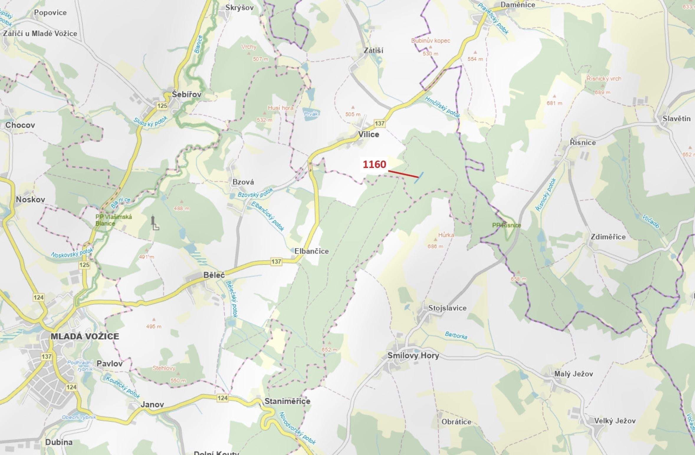 Lesní pozemek o výměře 2693 m2, podíl 1/1, katastrální území Vilice, obec Vilice, obec s rozšířenou 