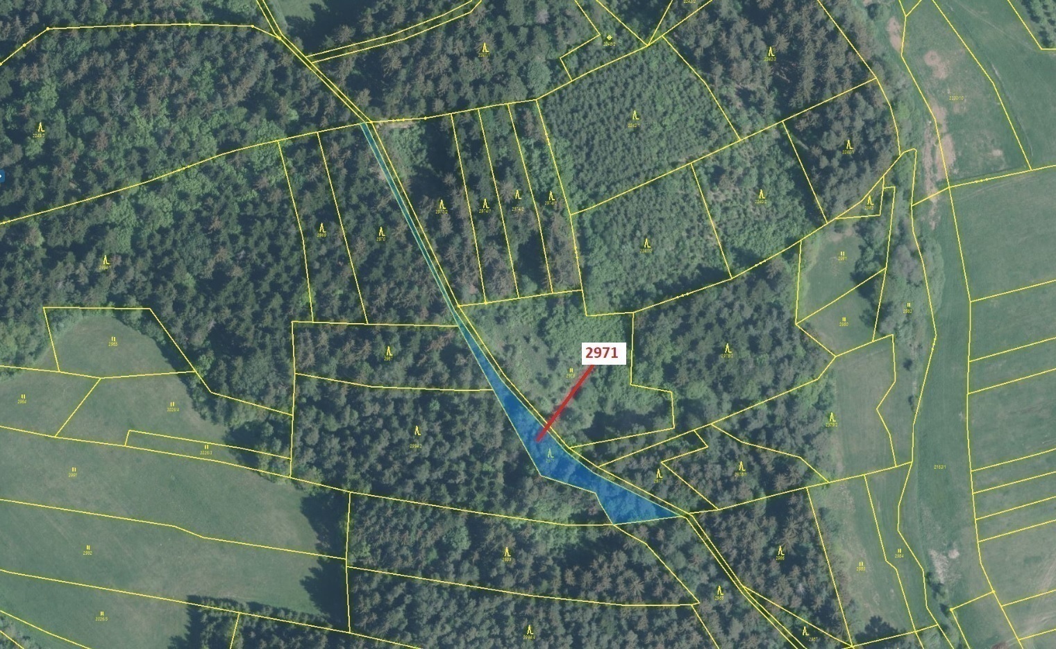 Lesní pozemek o výměře 1723 m2, podíl 1/1, katastrální území Lačnov, obec Lačnov, obec s rozšířenou 