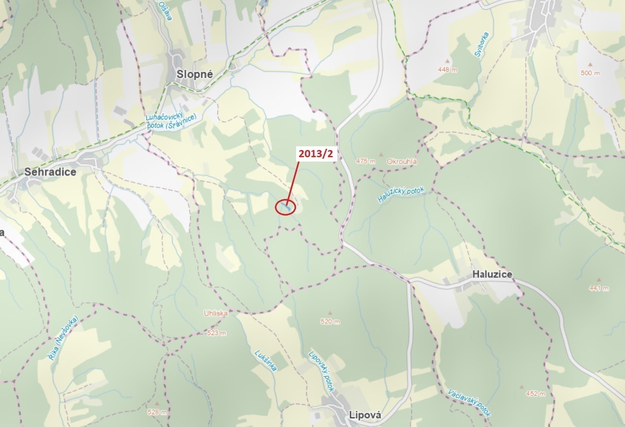 Lesní pozemek o výměře 1363 m2, podíl 1/1, katastrální území Slopné, obec Slopné, obec s rozšířenou 