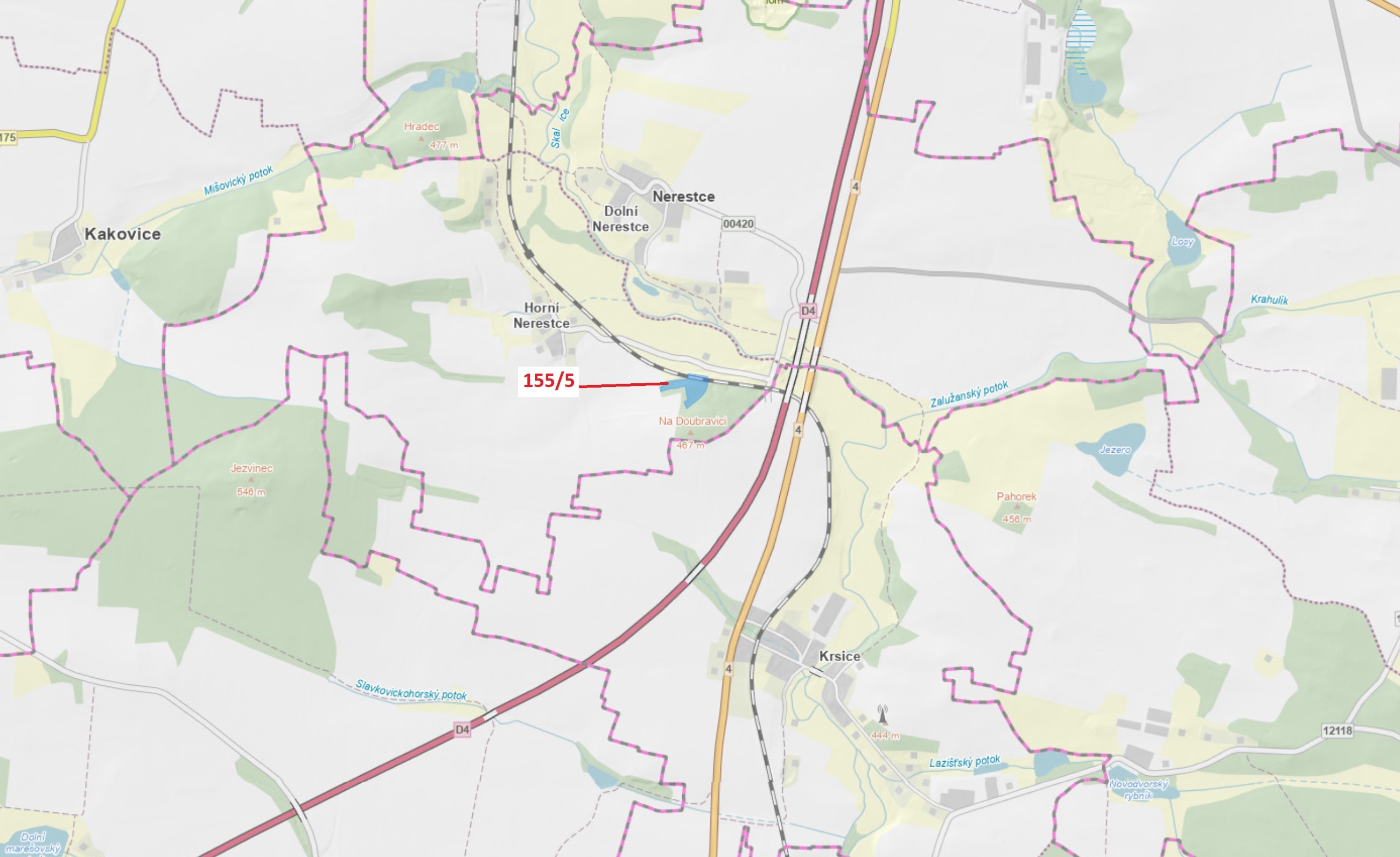 Lesní pozemek o výměře 11 172 m2, podíl 1/1, katastrální území Horní Nerestce, obec Nerestce, obec s