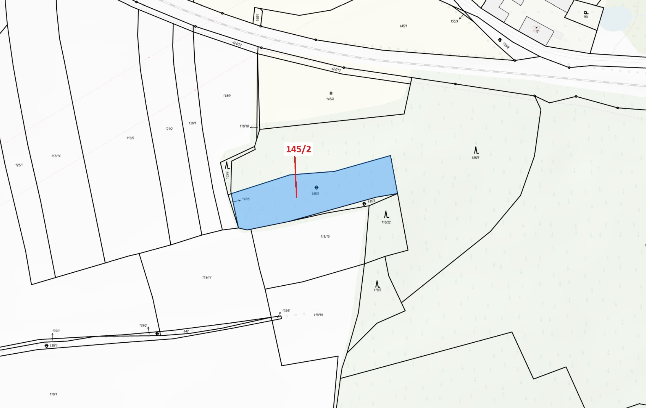 Ostatní plocha o výměře 2436 m2, podíl 1/1, katastrální území Horní Nerestce, obec Nerestce, obec s 