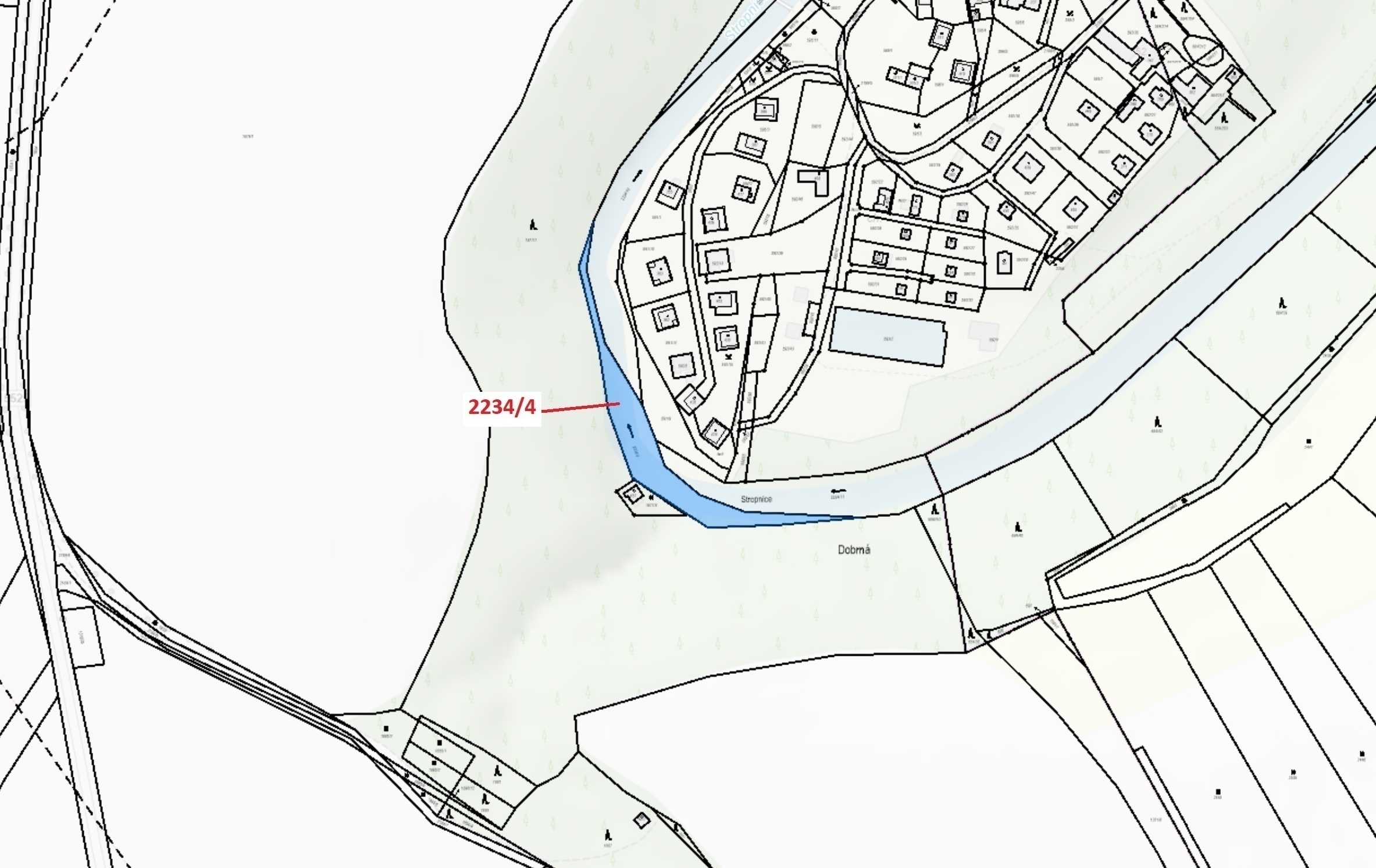 Vodní plocha o výměře 1687 m2, podíl 1/1, katastrální území Dolní Stropnice, obec Římov, obec s rozš