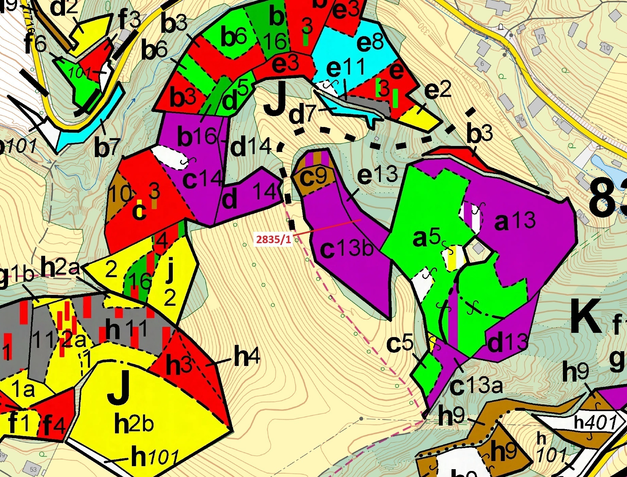 Lesní pozemek o výměře 2117 m2, podíl 1/1, katastrální území Český Dub, obec Český Dub, obec s rozší