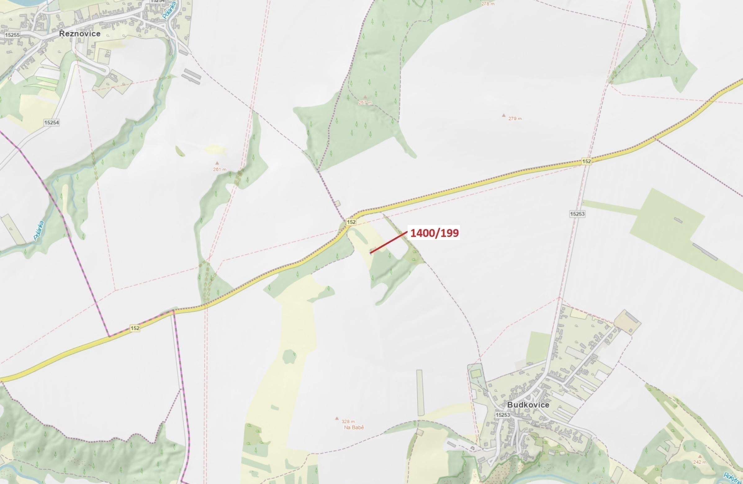 Lesní pozemek o výměře 16 m2, podíl 1/1, katastrální území Budkovice, obec Ivančice, obec s rozšířen