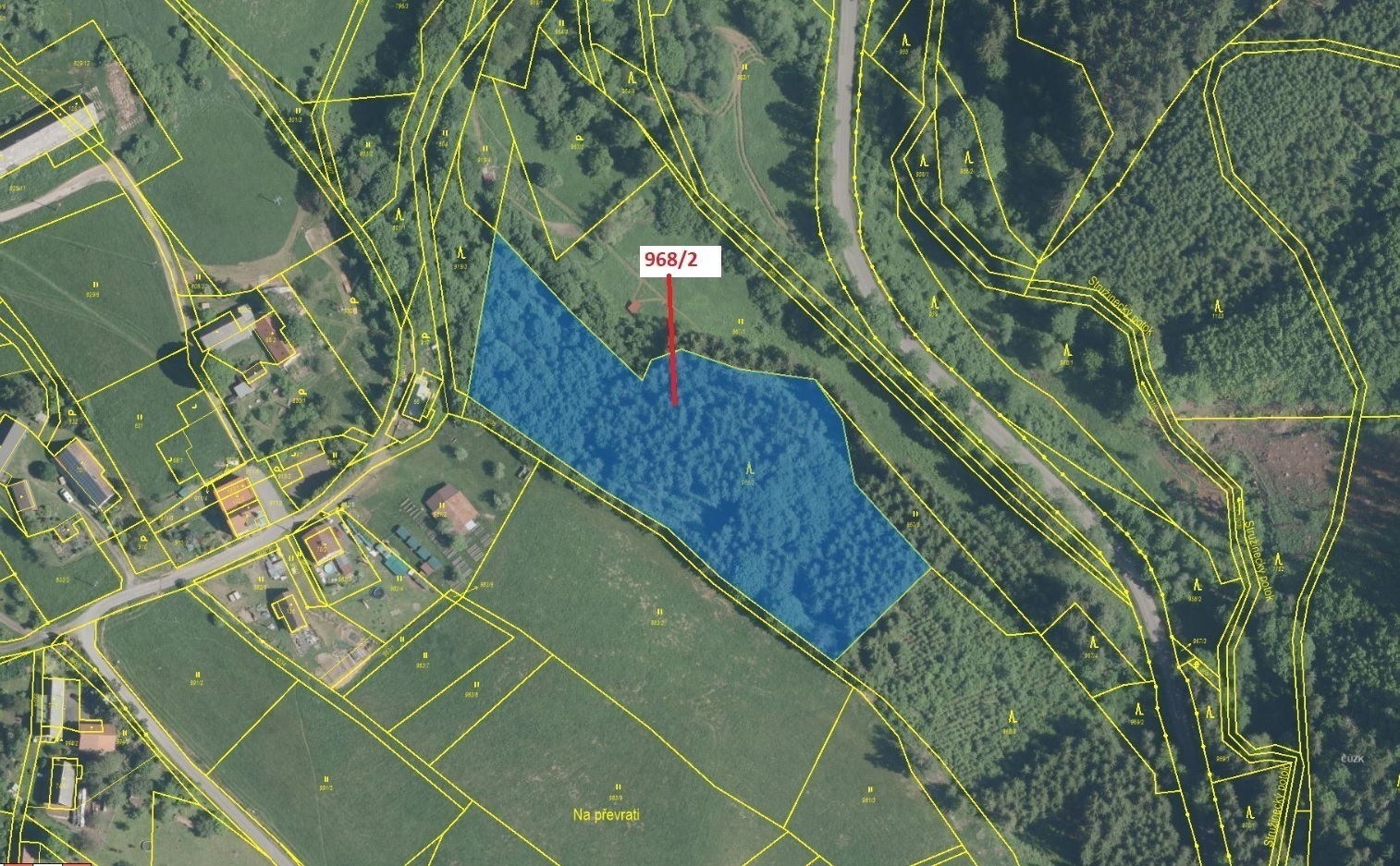 Lesní pozemek o výměře 10 319 m2, podíl 1/1, katastrální území Pohoří u Stružince, obec Stružinec, o