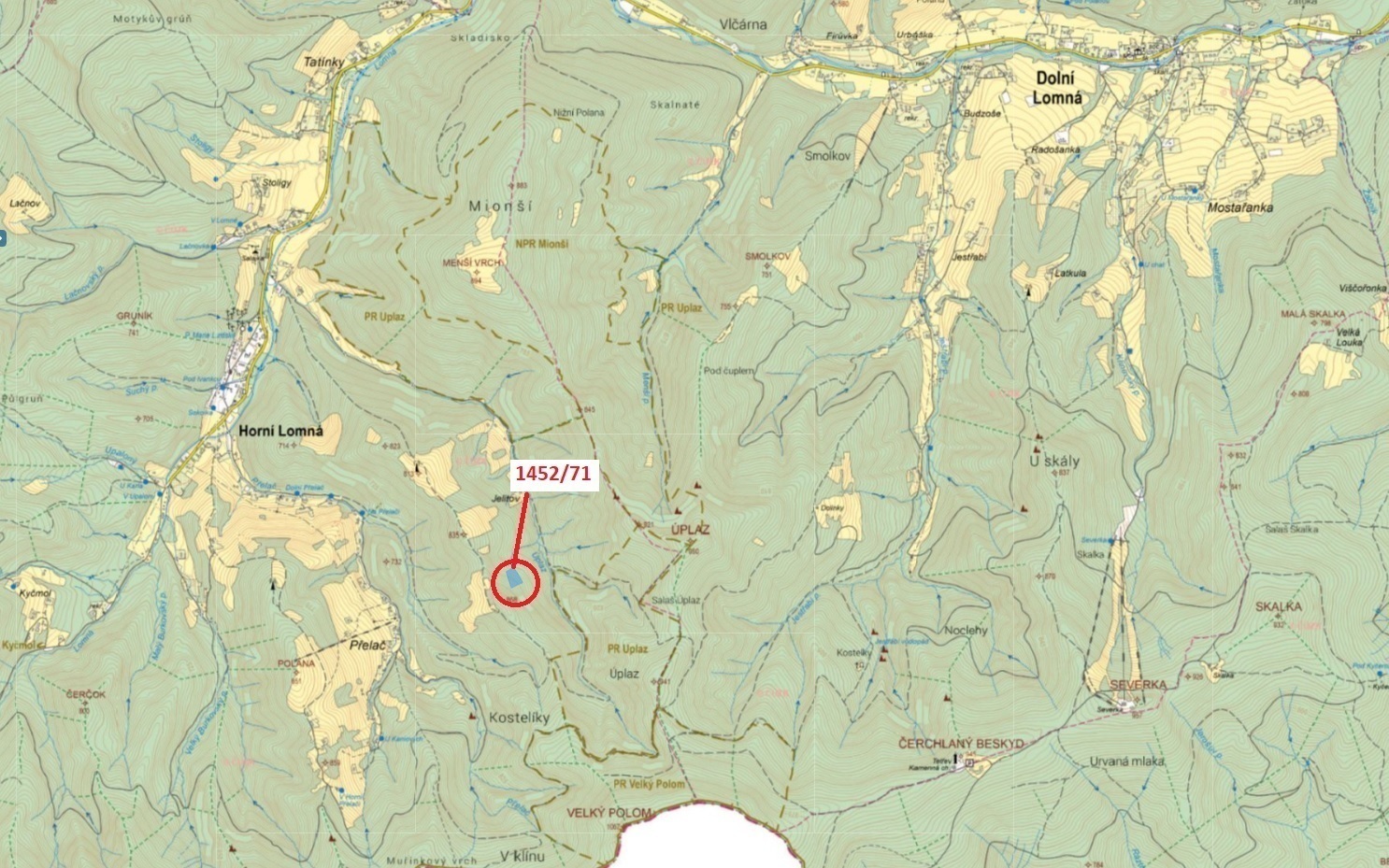 Lesní pozemek o výměře 6 298 m2, podíl 1/1, katastrální území Horní Lomná, obec Horní Lomná, obec s 