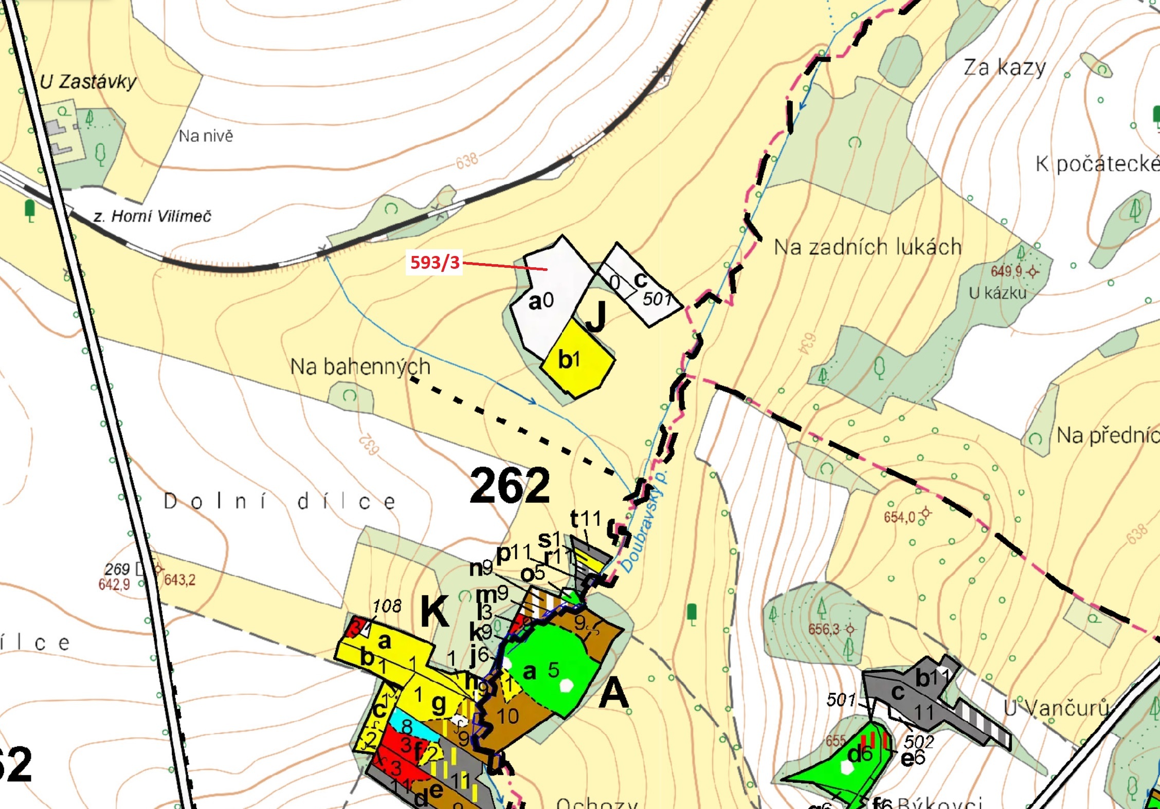 Lesní pozemek o výměře 9119 m2, podíl 1/1, katastrální území Horní Vilímeč, obec Počátky, obec s roz