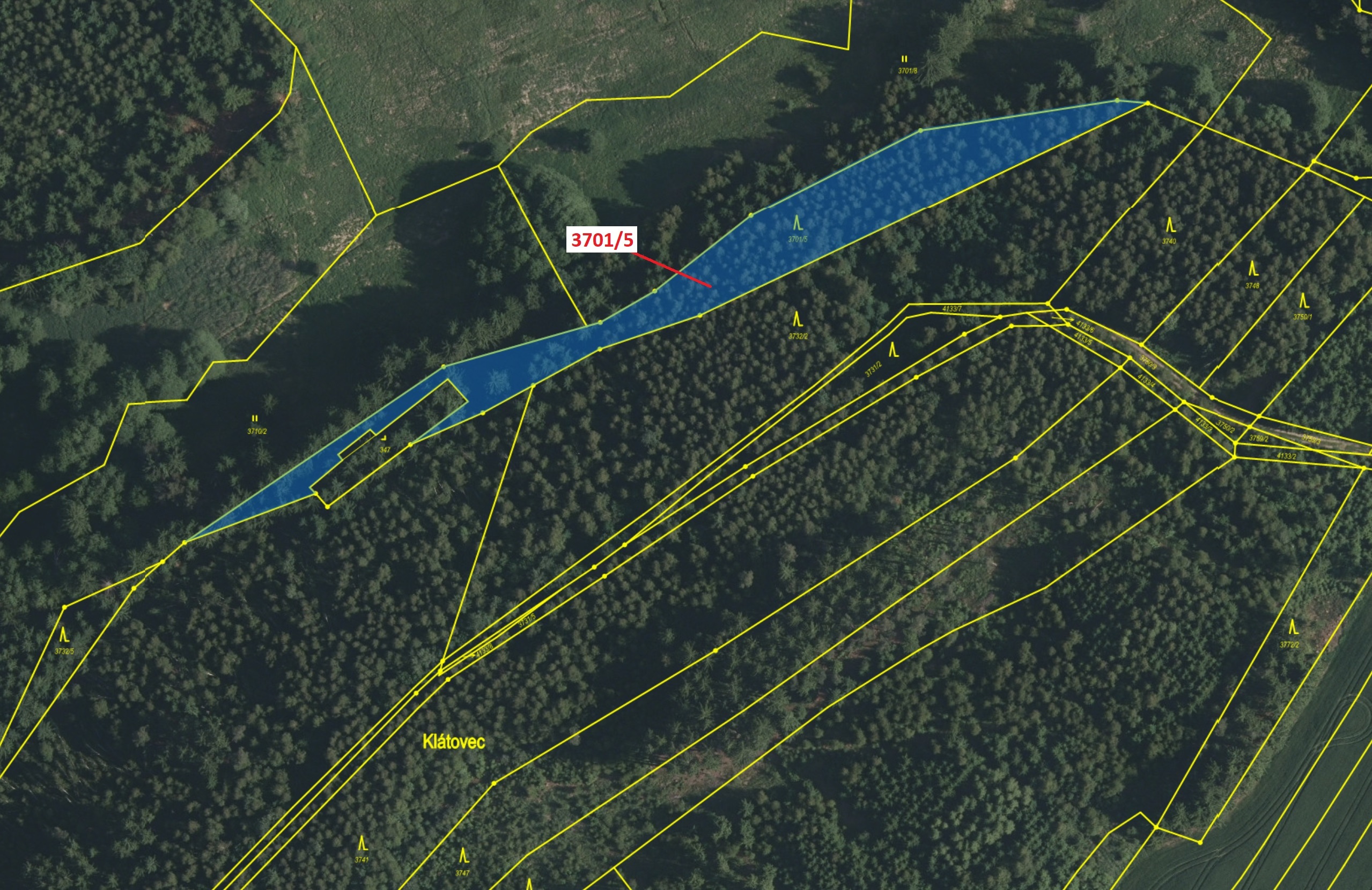 Lesní pozemek o výměře 3866 m2, podíl 1/1, katastrální území Strmilov, obec Strmilov, obec s rozšíře