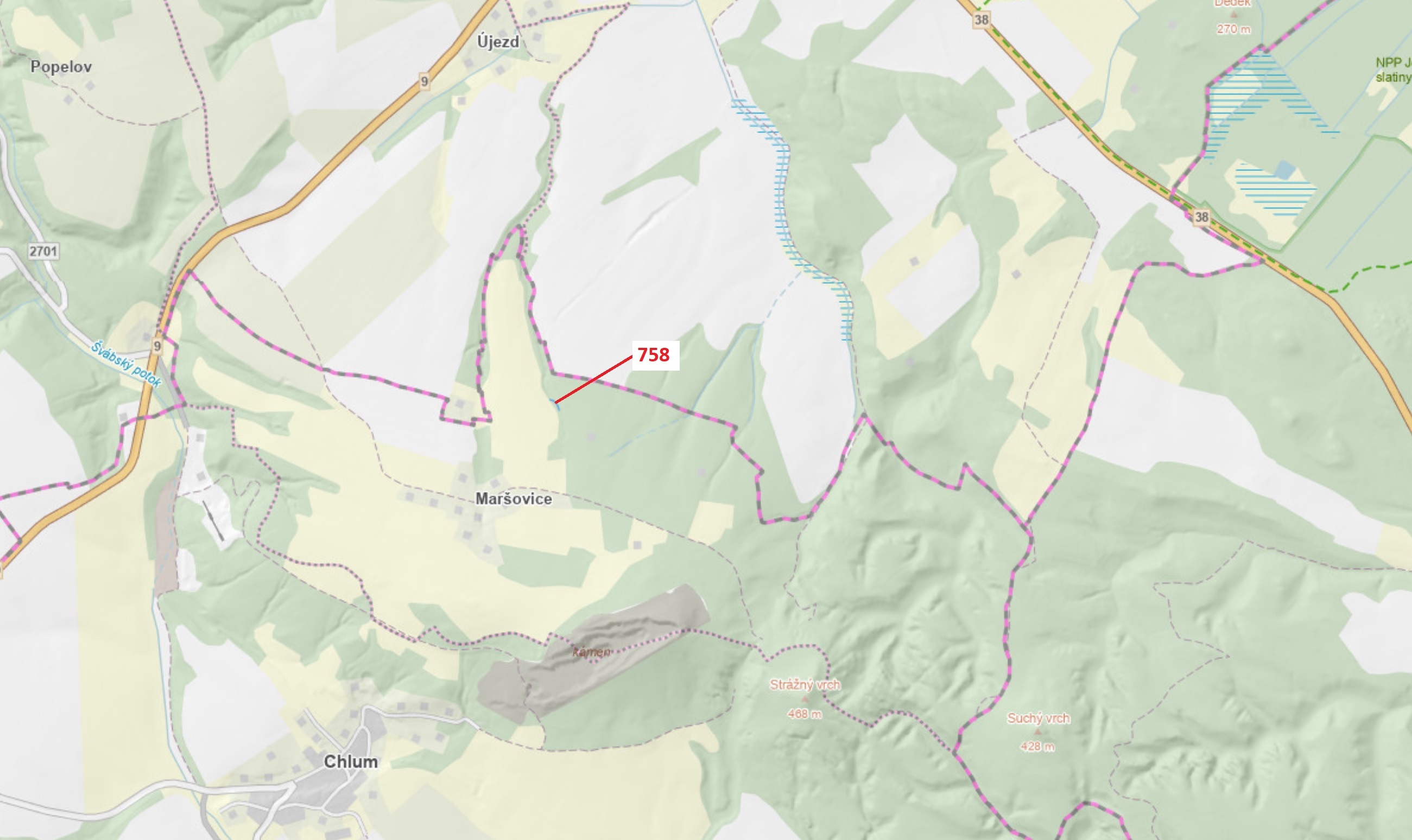 Ostatní plocha o výměře 126 m2, podíl 1/1, katastrální území Maršovice u Dubé, obec Chlum, obec s ro