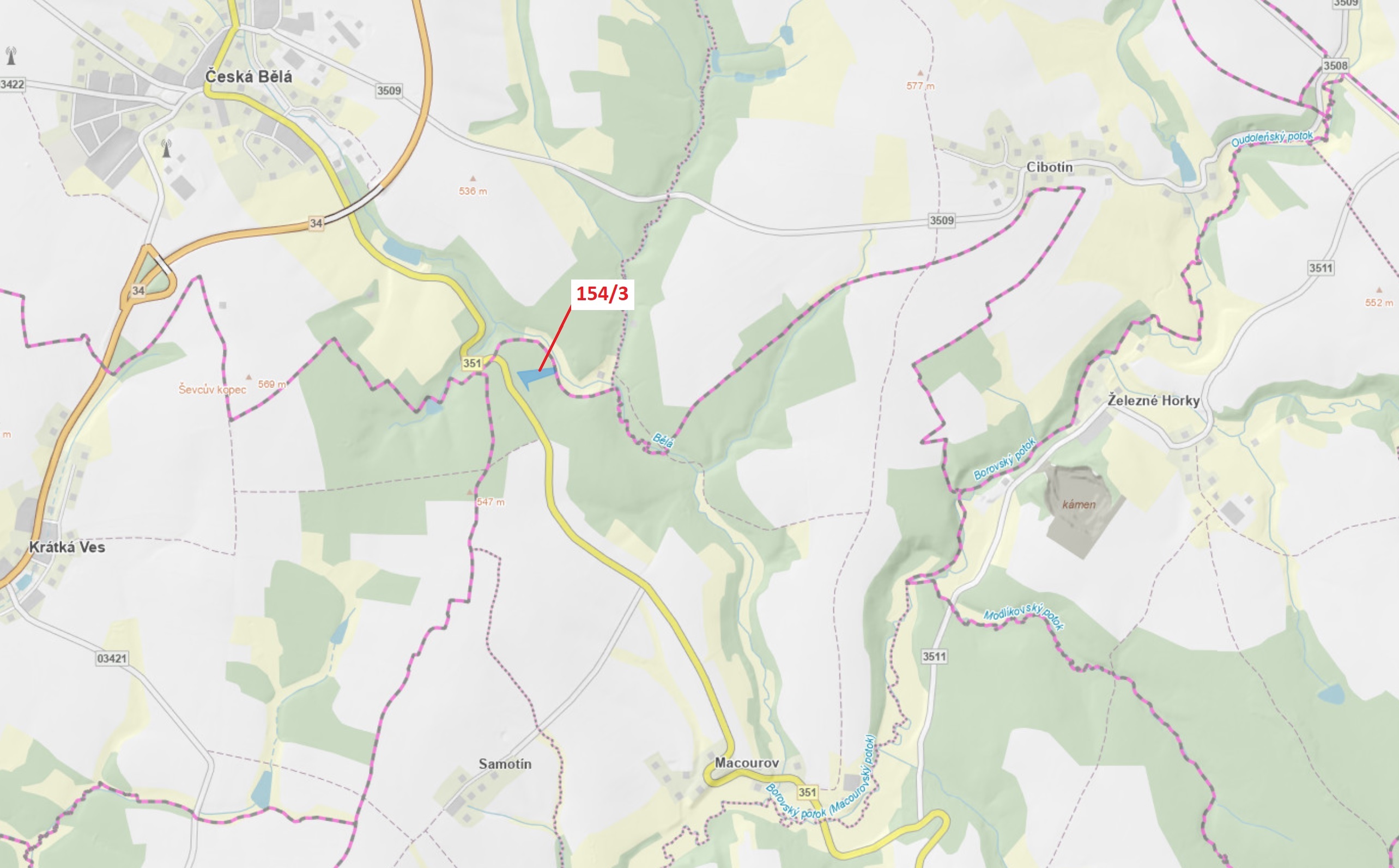 Lesní pozemek o výměře 5060 m2, podíl 1/1, katastrální území Macourov, obec Žižkovo Pole, obec s roz