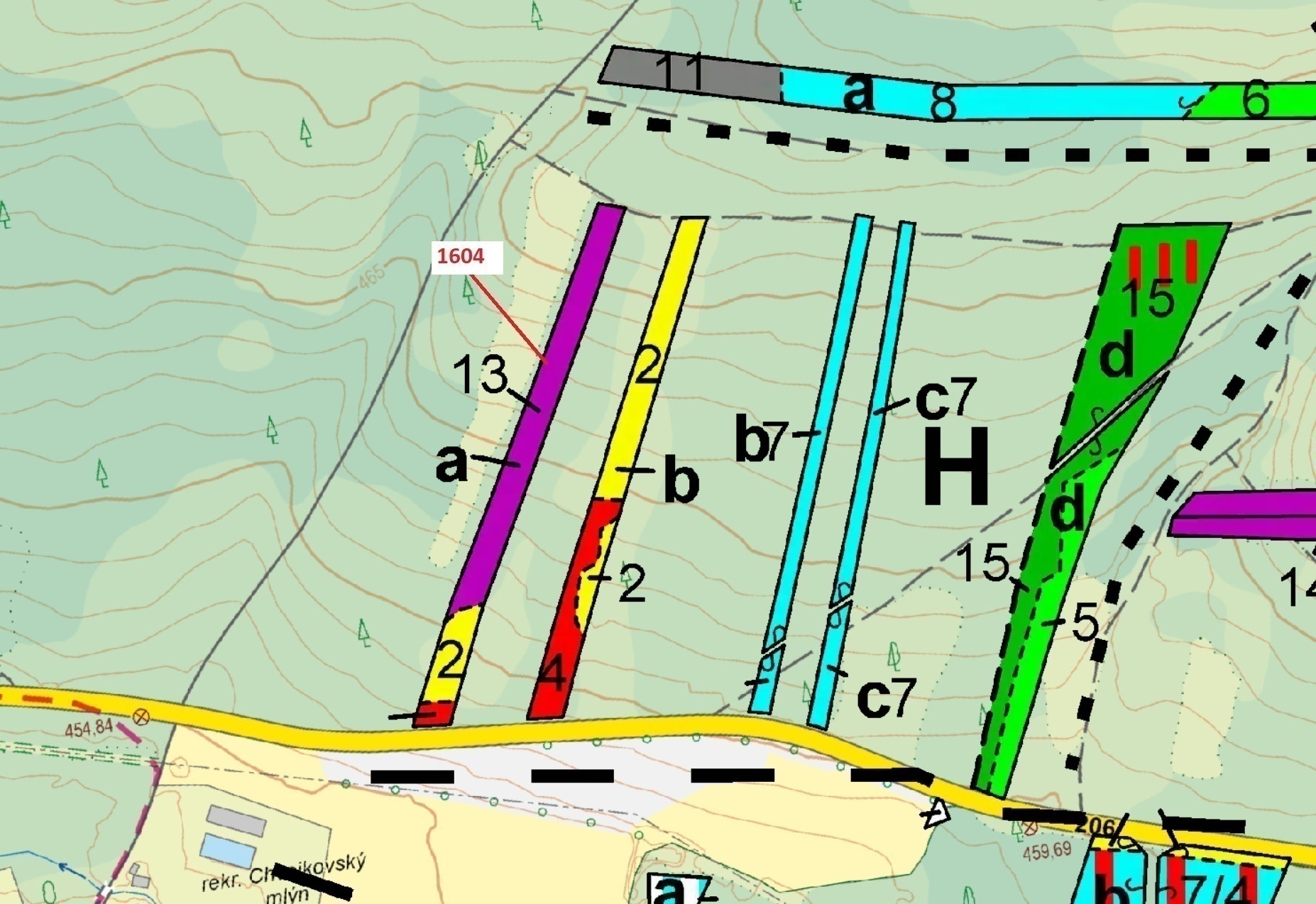 Lesní pozemek o výměře 4076 m2, podíl 1/1, katastrální území Podbořánky, obec Jesenice, obec s rozší