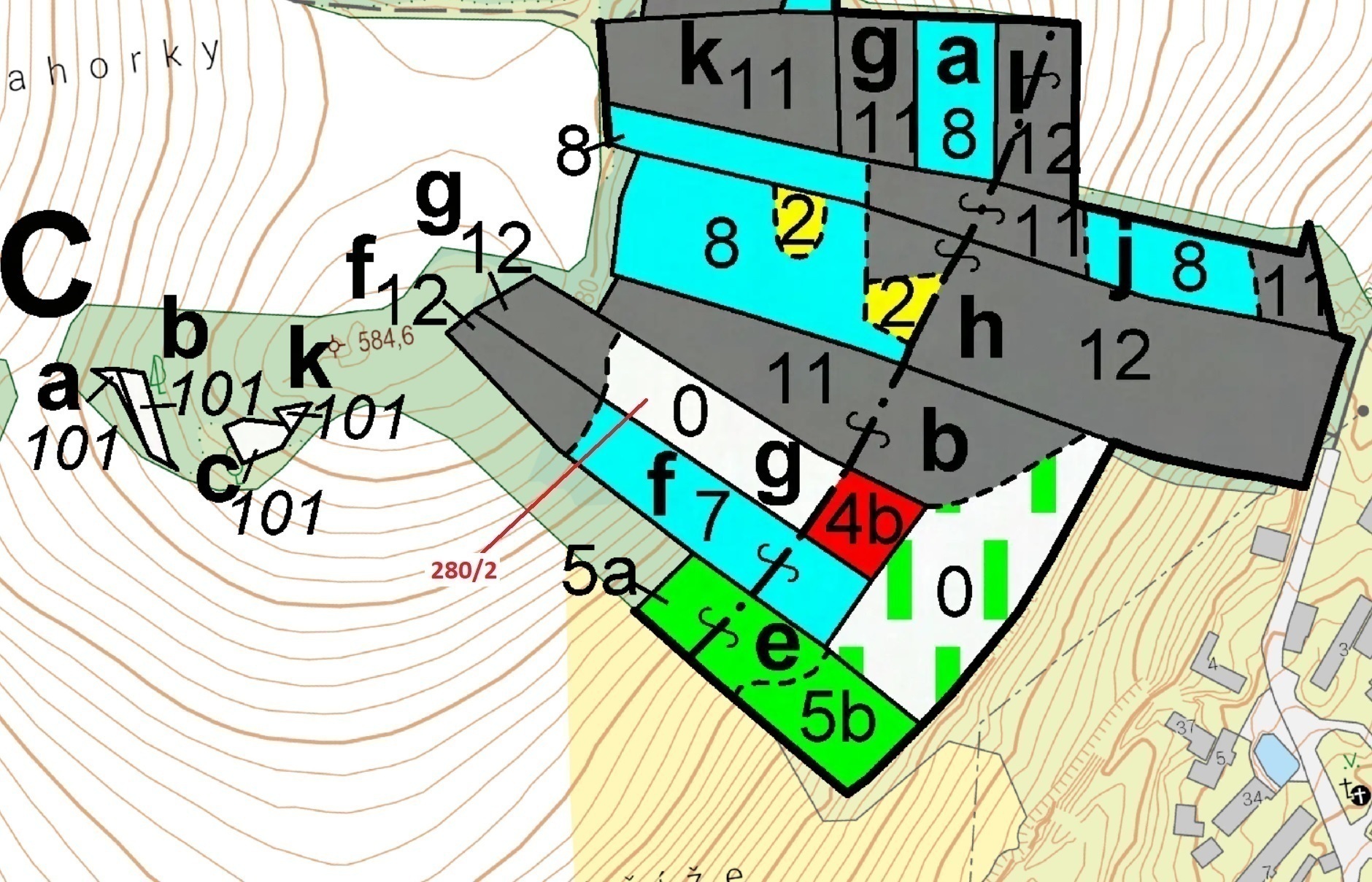 Lesní pozemek o výměře 4872 m2, podíl 1/1, katastrální území Kovčín, obec Kovčín, obec s rozšířenou 