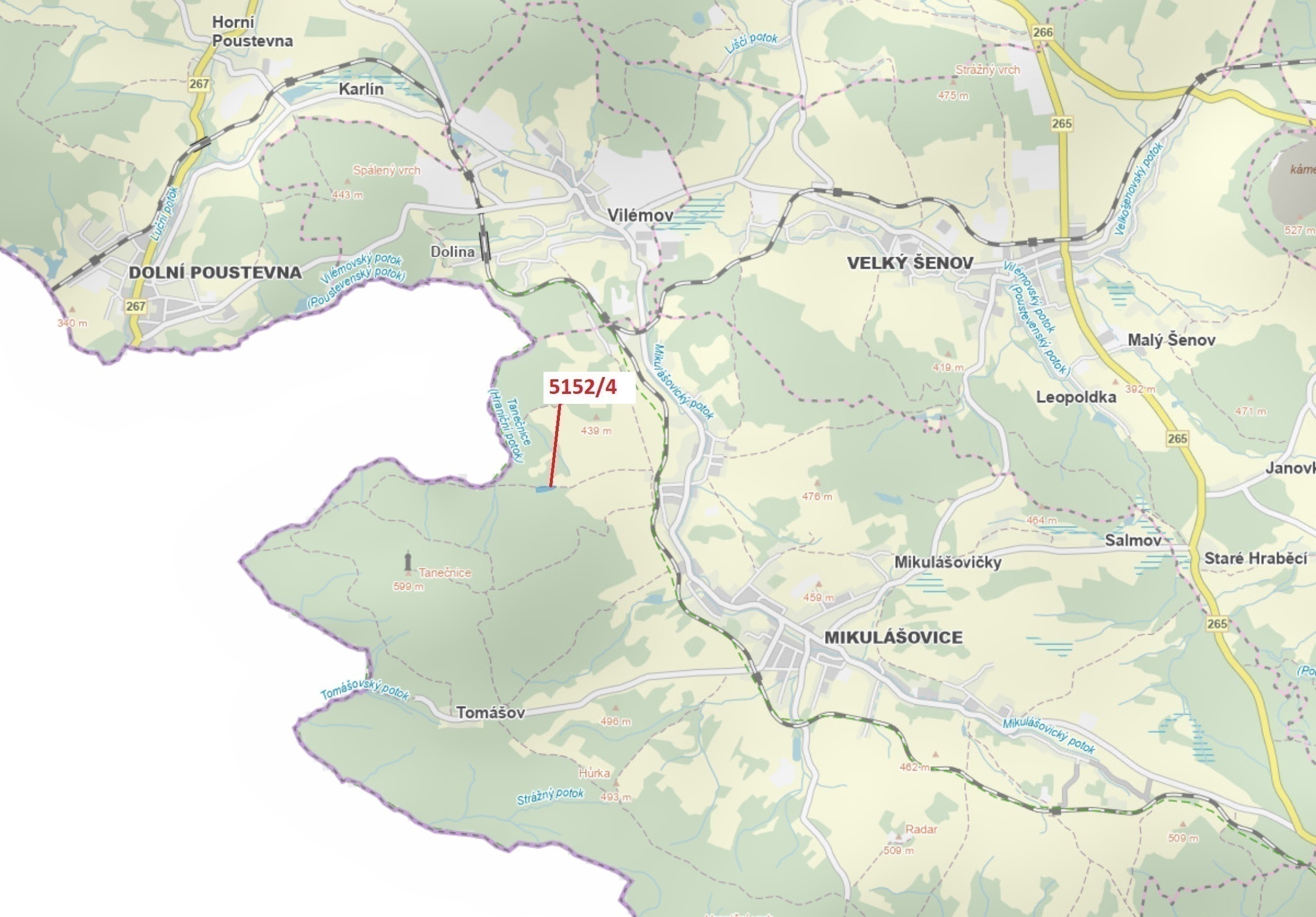 Lesní pozemek o výměře 3 638 m2, podíl 1/1, katastrální území Mikulášovice, obec Mikulášovice, obec 