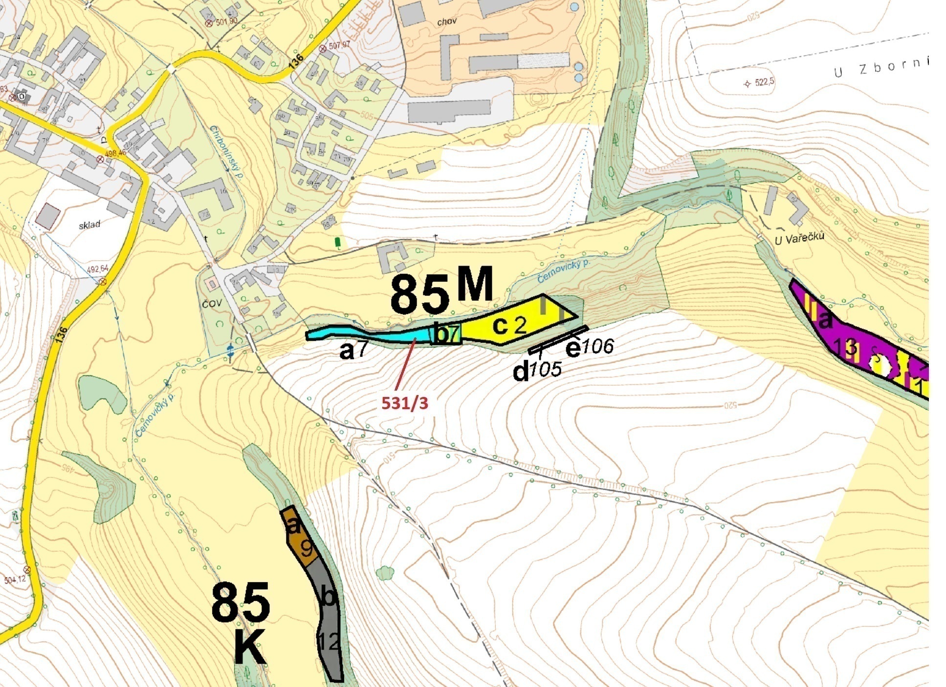 Lesní pozemek o výměře 1397 m2, podíl 1/1, katastrální území Mlýny u Choustníku, obec Mlýny, obec s 