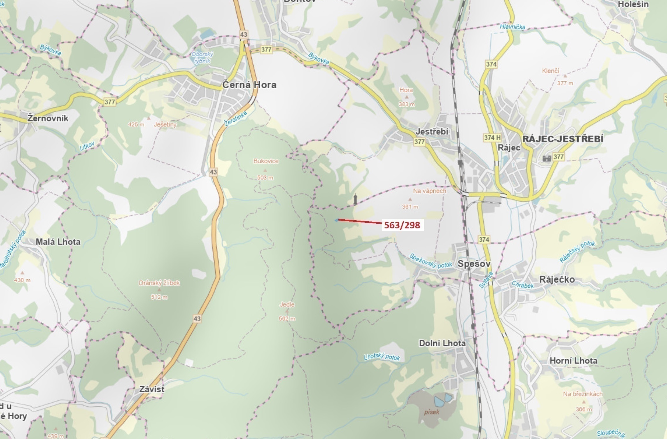 Lesní pozemek o výměře 1372 m2, podíl 1/1, katastrální území Spešov, obec Spešov, obec s rozšířenou 