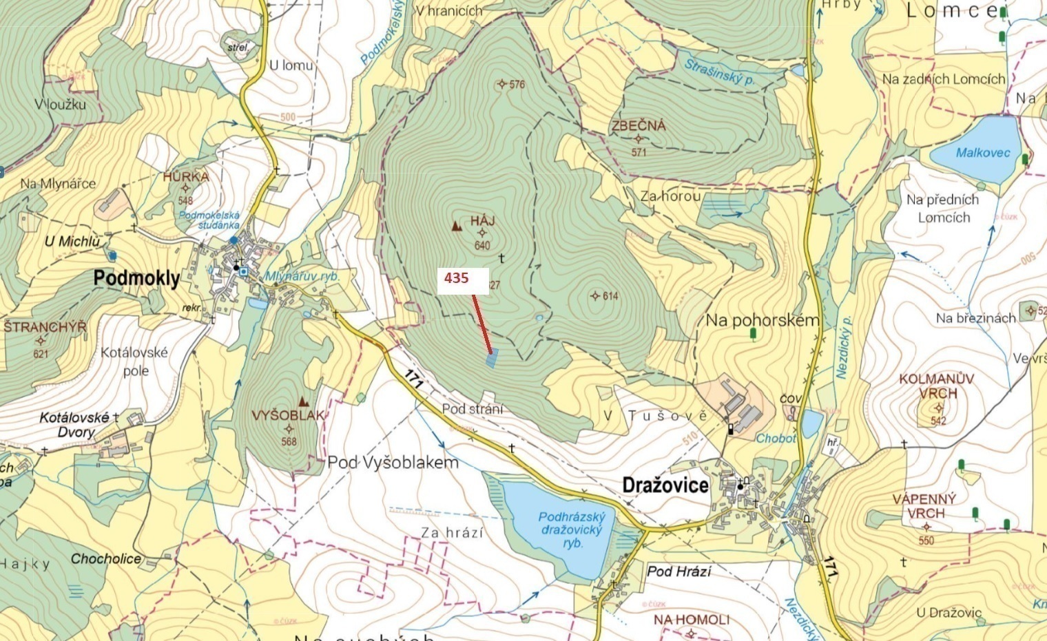 Lesní pozemek o výměře 2482 m2, podíl 1/1, katastrální území Dražovice u Sušice, obec Dražovice, obe