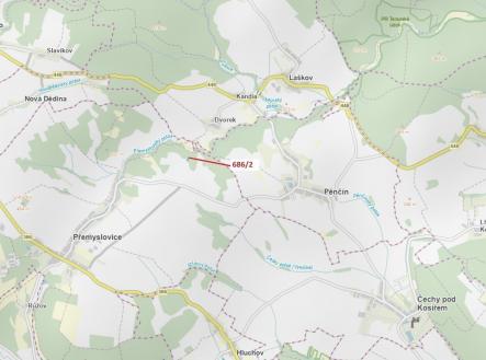 Prodej pozemku, les, 1 381 m²