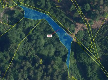 Prodej pozemku, les, 967 m²