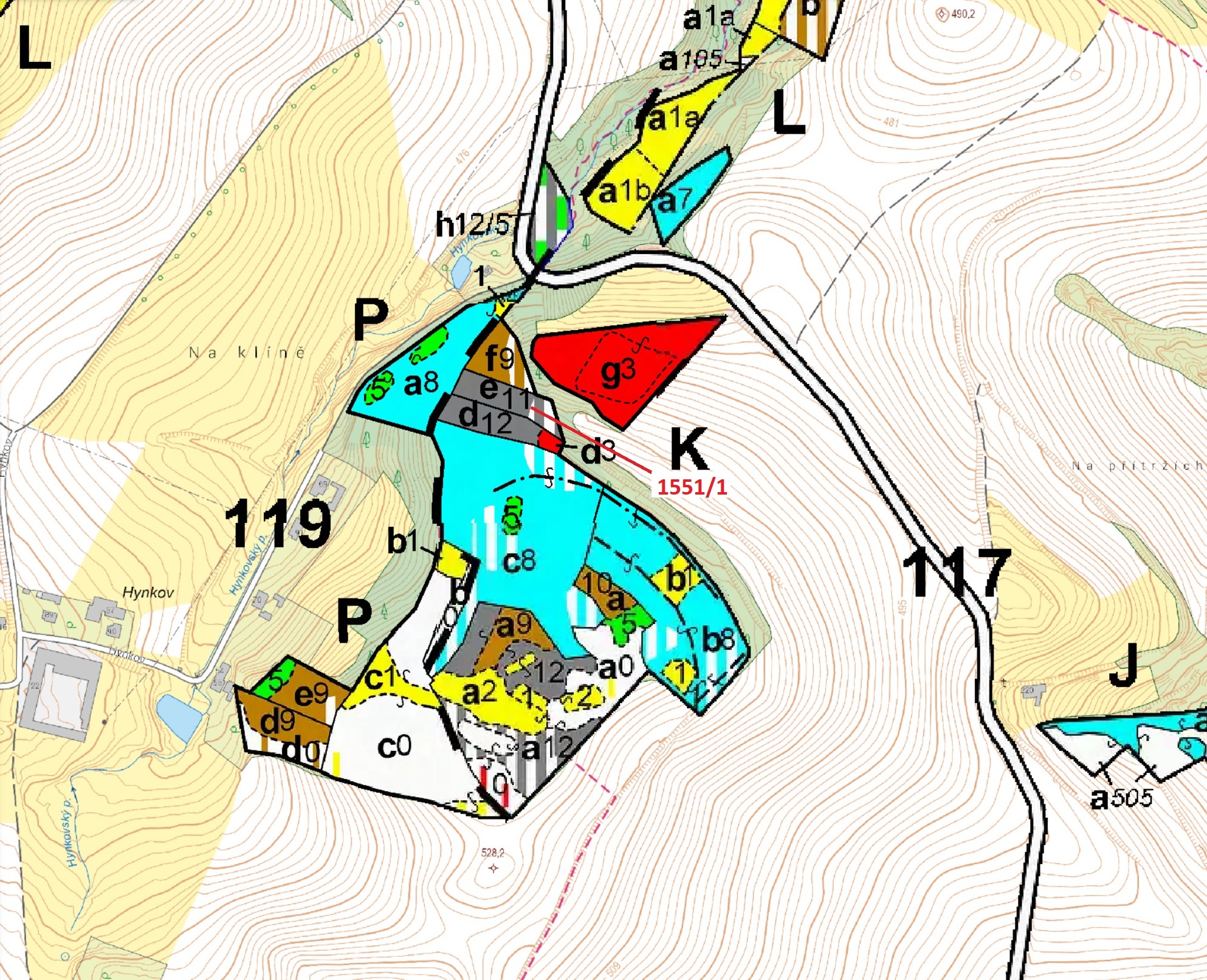 Lesní pozemek o výměře 2478 m2, podíl 1/1, katastrální území Přibyslavice nad Jihlavou, obec Přibysl