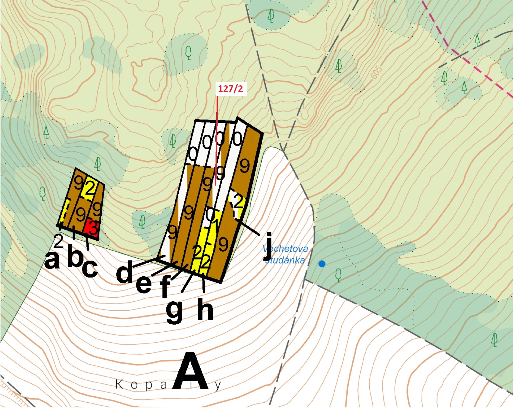 Lesní pozemek o výměře 1615 m2, podíl 1/1, katastrální území Cidlina na Moravě, obec Cidlina, obec s