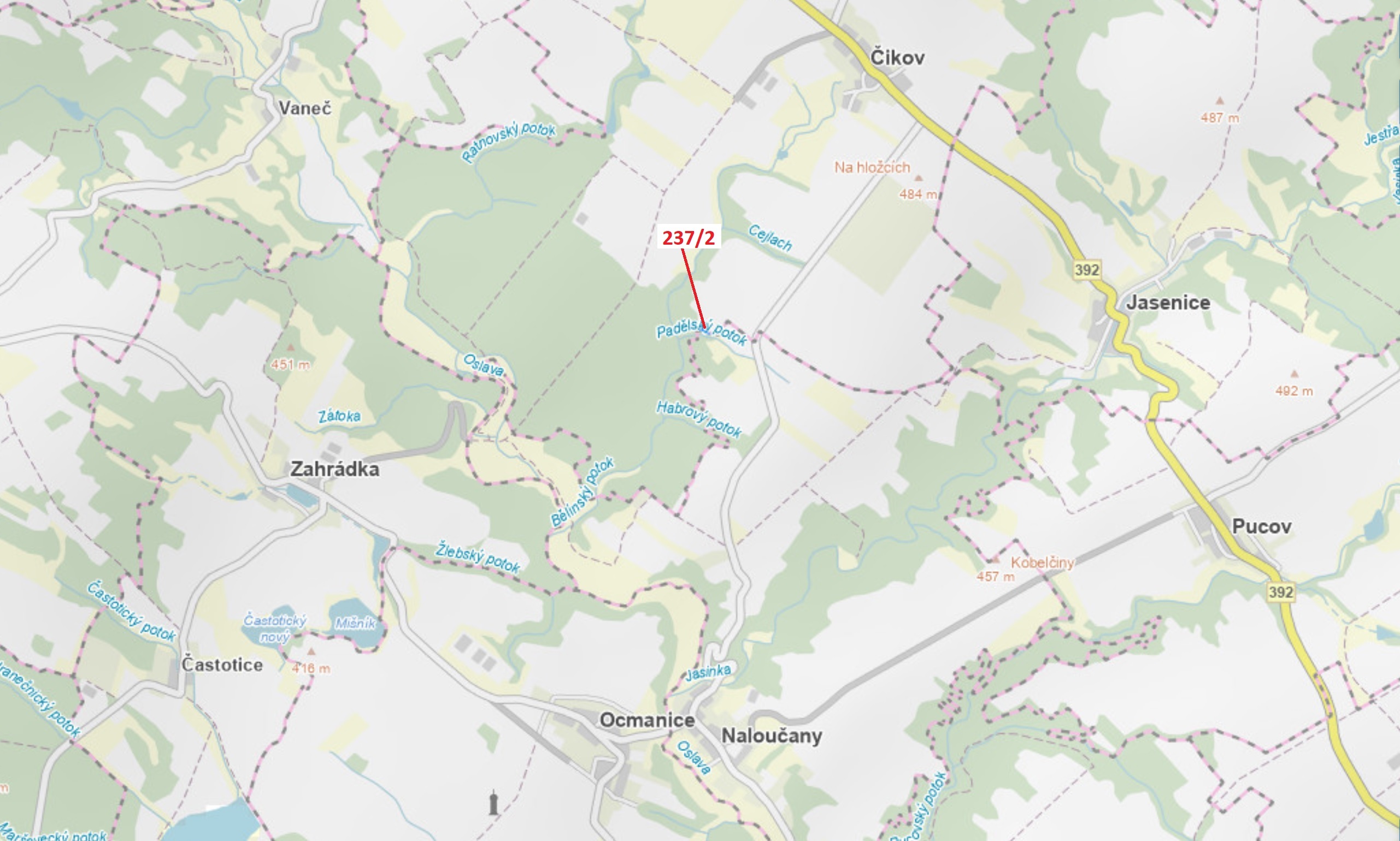 Trvalý travní porost o výměře 510 m2, podíl 1/1, katastrální území Čikov, obec Čikov, obec s rozšíře