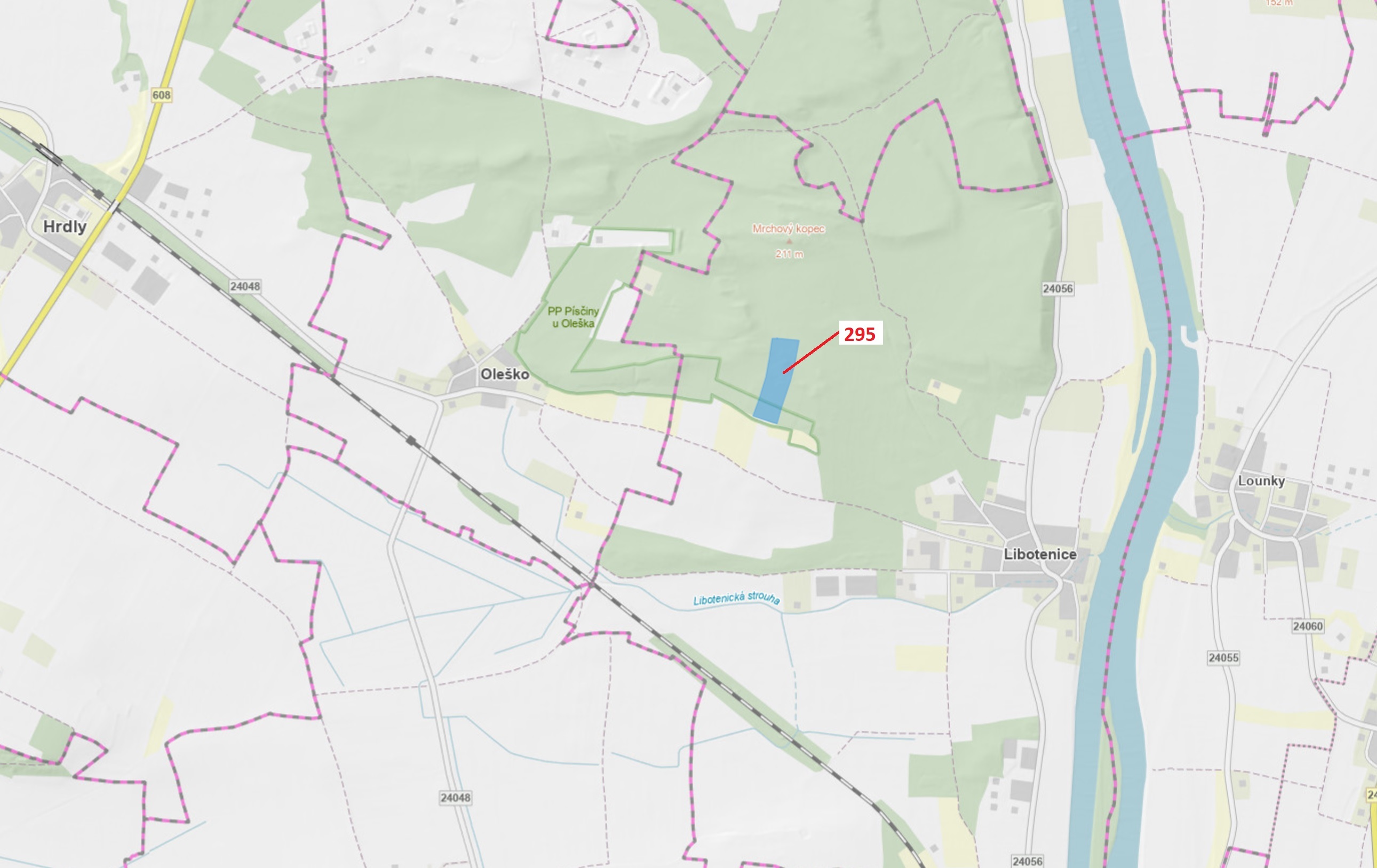 Lesní pozemek o výměře 33 642 m2, podíl 1/1, katastrální území Libotenice, obec Libotenice, obec s r