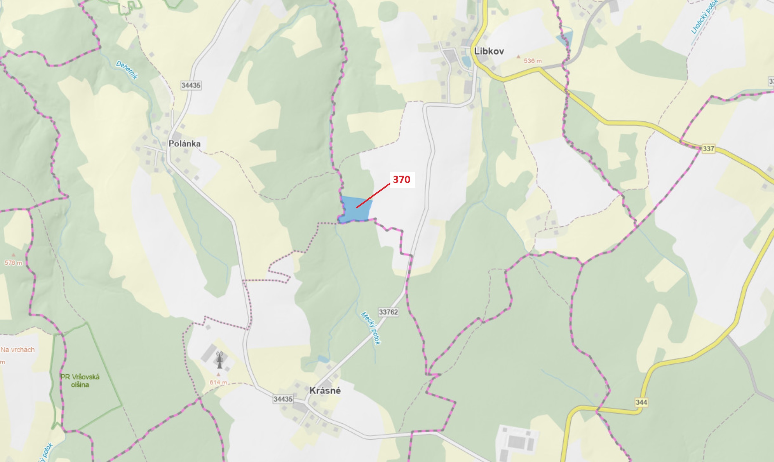 Lesní pozemek o výměře 24 540 m2, podíl 1/1, katastrální území Libkov u Nasavrk, obec Libkov, obec s