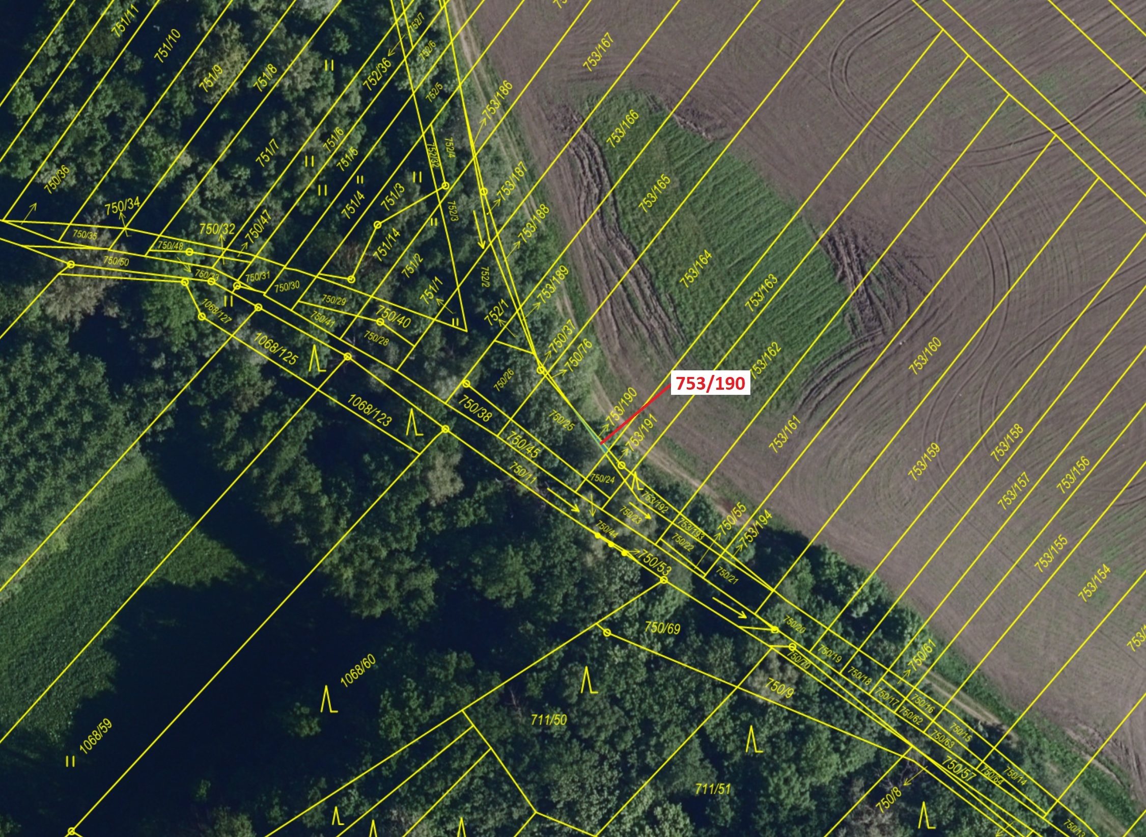 Lesní pozemek o výměře 3 m2, podíl 1/1, katastrální území Přísnotice, obec Přísnotice, obec s rozšíř