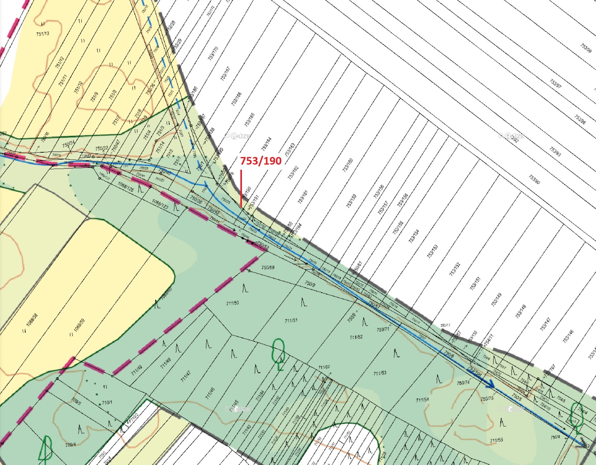 Lesní pozemek o výměře 3 m2, podíl 1/1, katastrální území Přísnotice, obec Přísnotice, obec s rozšíř