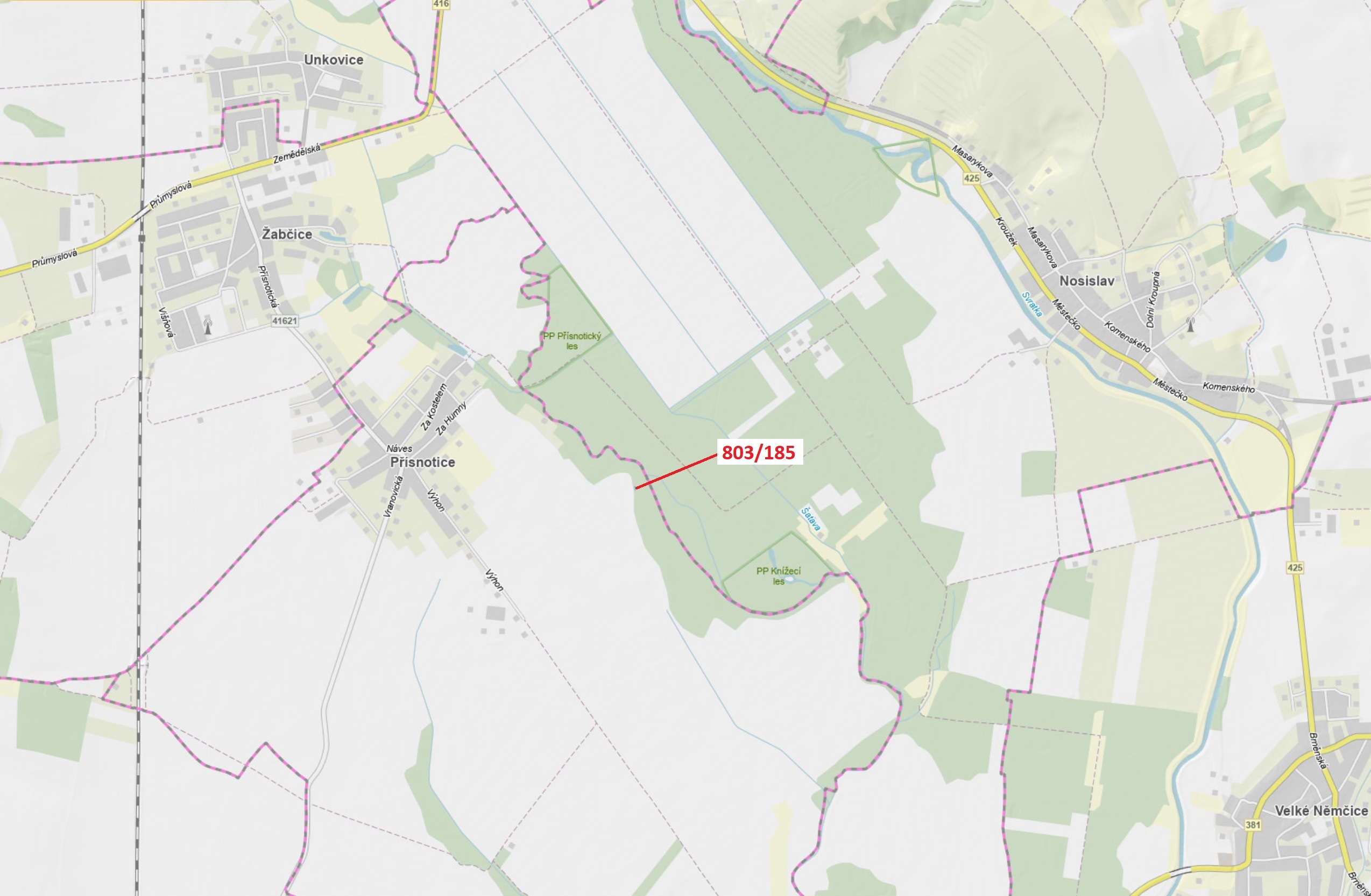 Lesní pozemky o výměře 31 m2, podíl 1/1, katastrální území Přísnotice, obec Přísnotice, obec s rozší