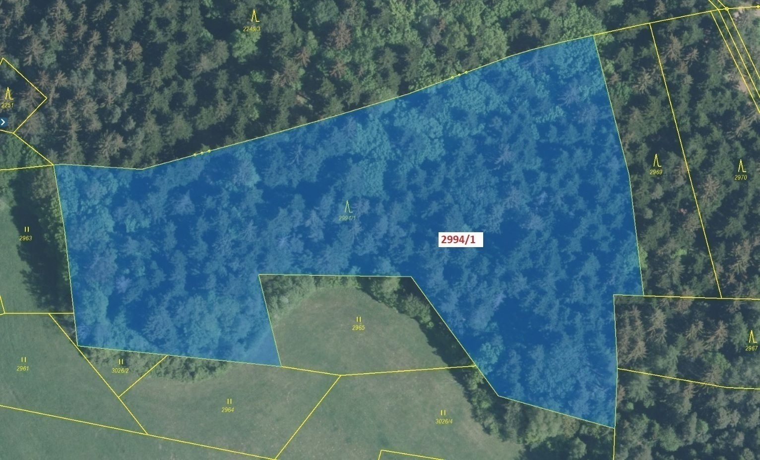 Lesní pozemek o výměře 15 135 m2, podíl 1/1, katastrální území Lačnov, obec Lačnov, obec s rozšířeno