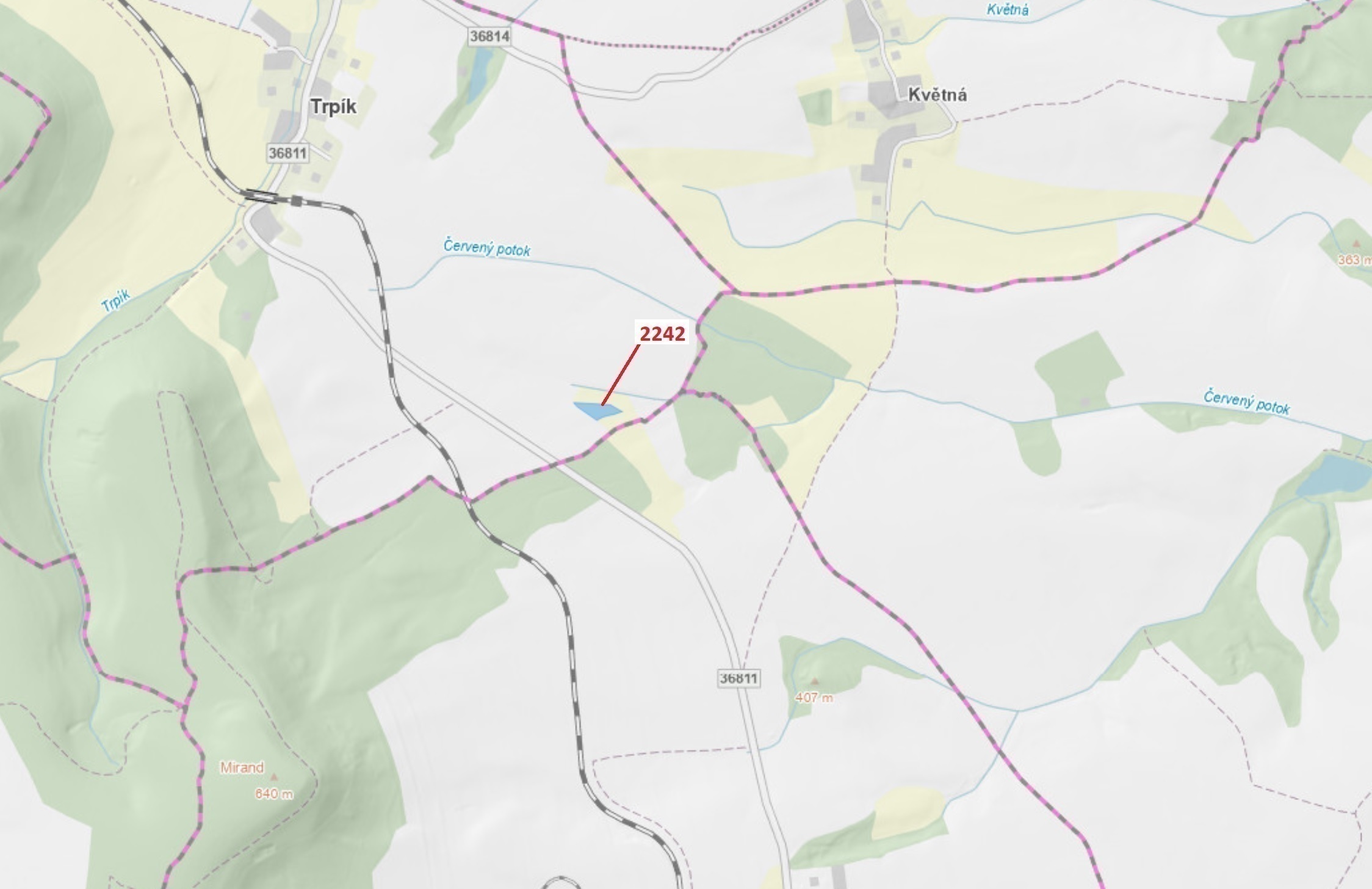 Lesní pozemek o výměře 3972 m2, podíl 1/1, katastrální území Trpík, obec Trpík, obec s rozšířenou pů