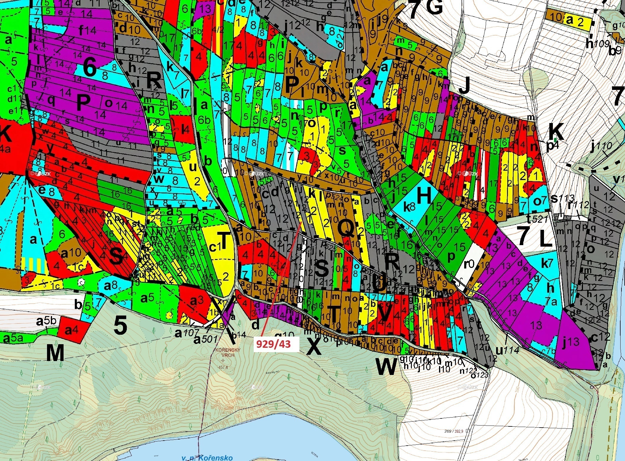 Lesní pozemek o výměře 1258 m2, podíl 1/1, katastrální území Hosty, obec Hosty, obec s rozšířenou pů