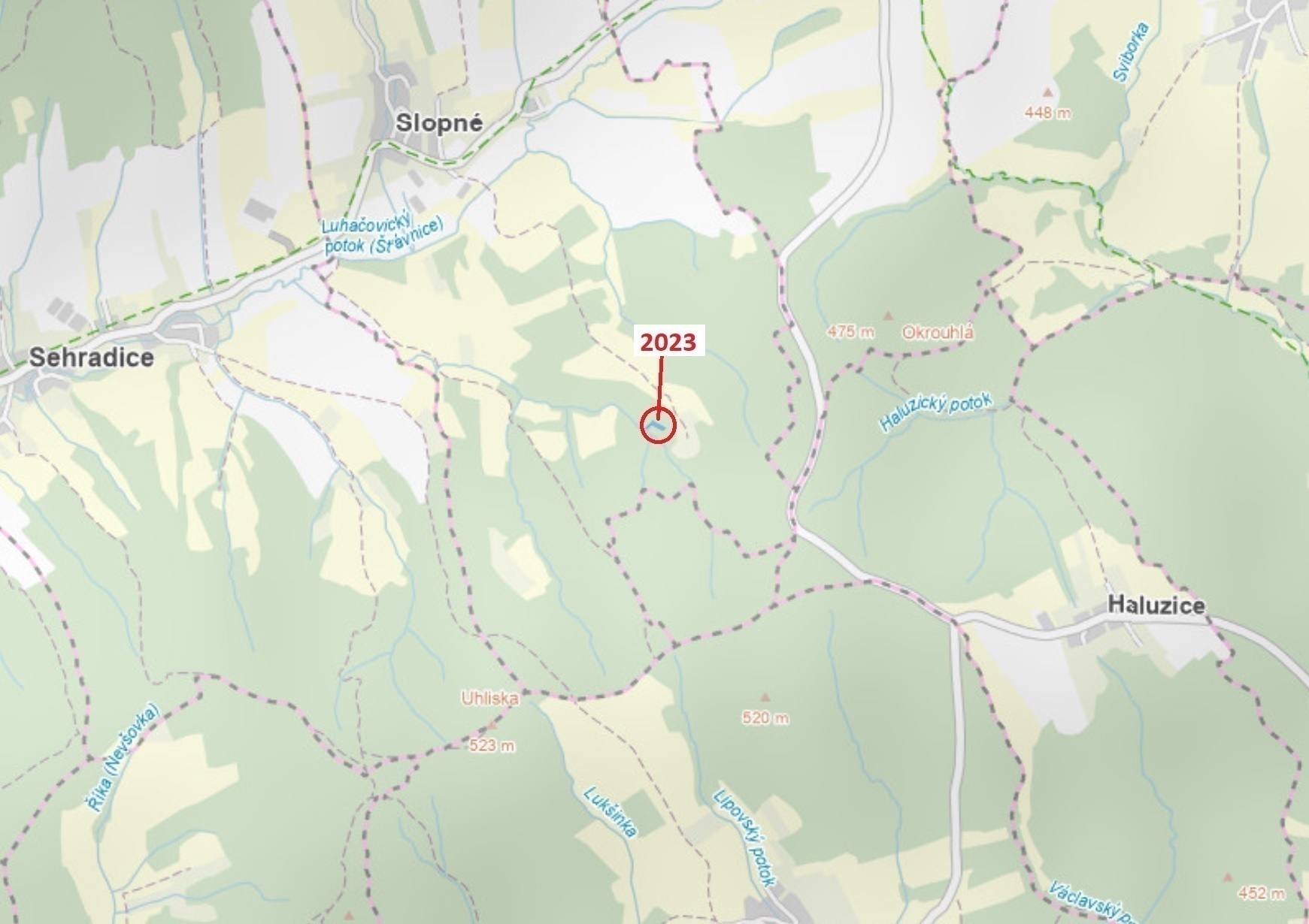 Ostatní plocha o výměře 1294 m2, podíl 1/1, katastrální území Slopné, obec Slopné, obec s rozšířenou