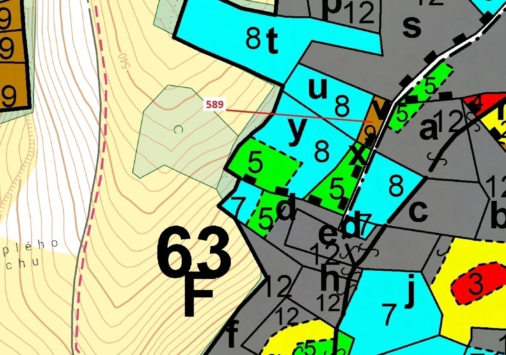 Lesní pozemek o výměře 713 m2, podíl 1/1, katastrální území Kuřimany, obec Kuřimany, obec s rozšířen