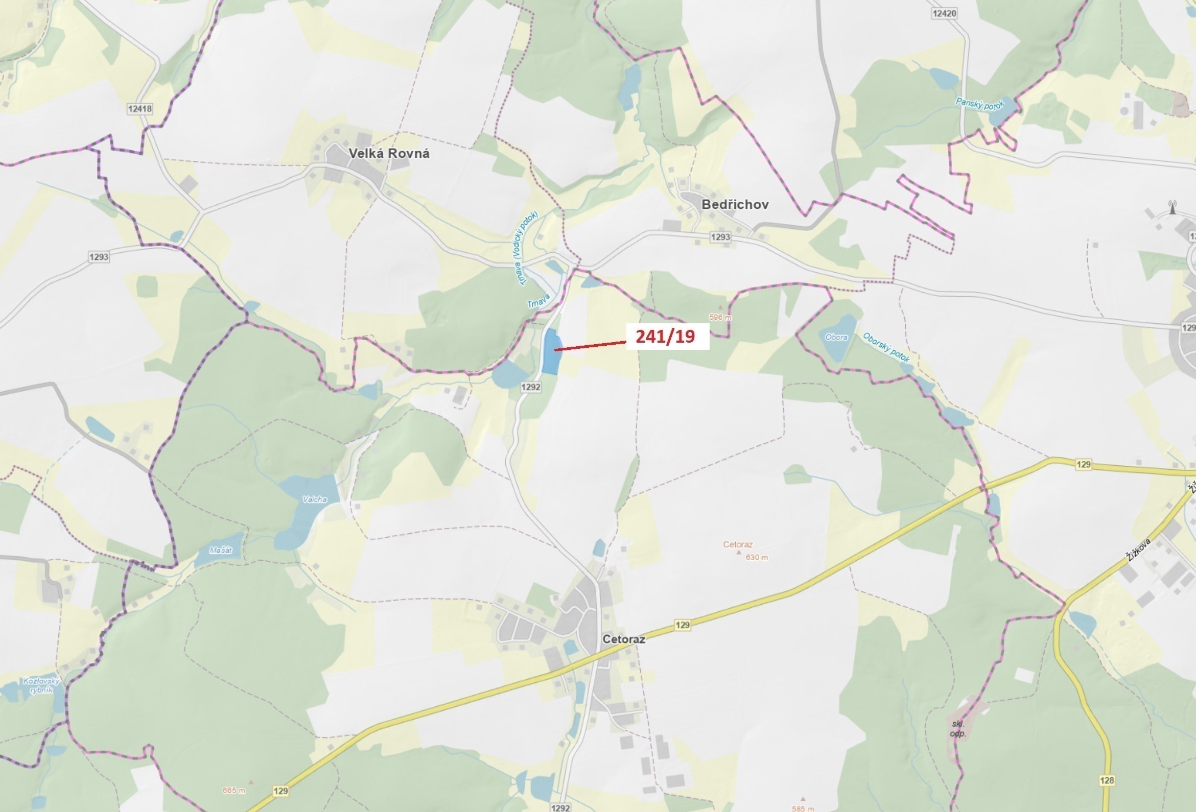 Lesní pozemek o výměře 17 171 m2, podíl 1/1, katastrální území Cetoraz, obec Cetoraz, obec s rozšíře