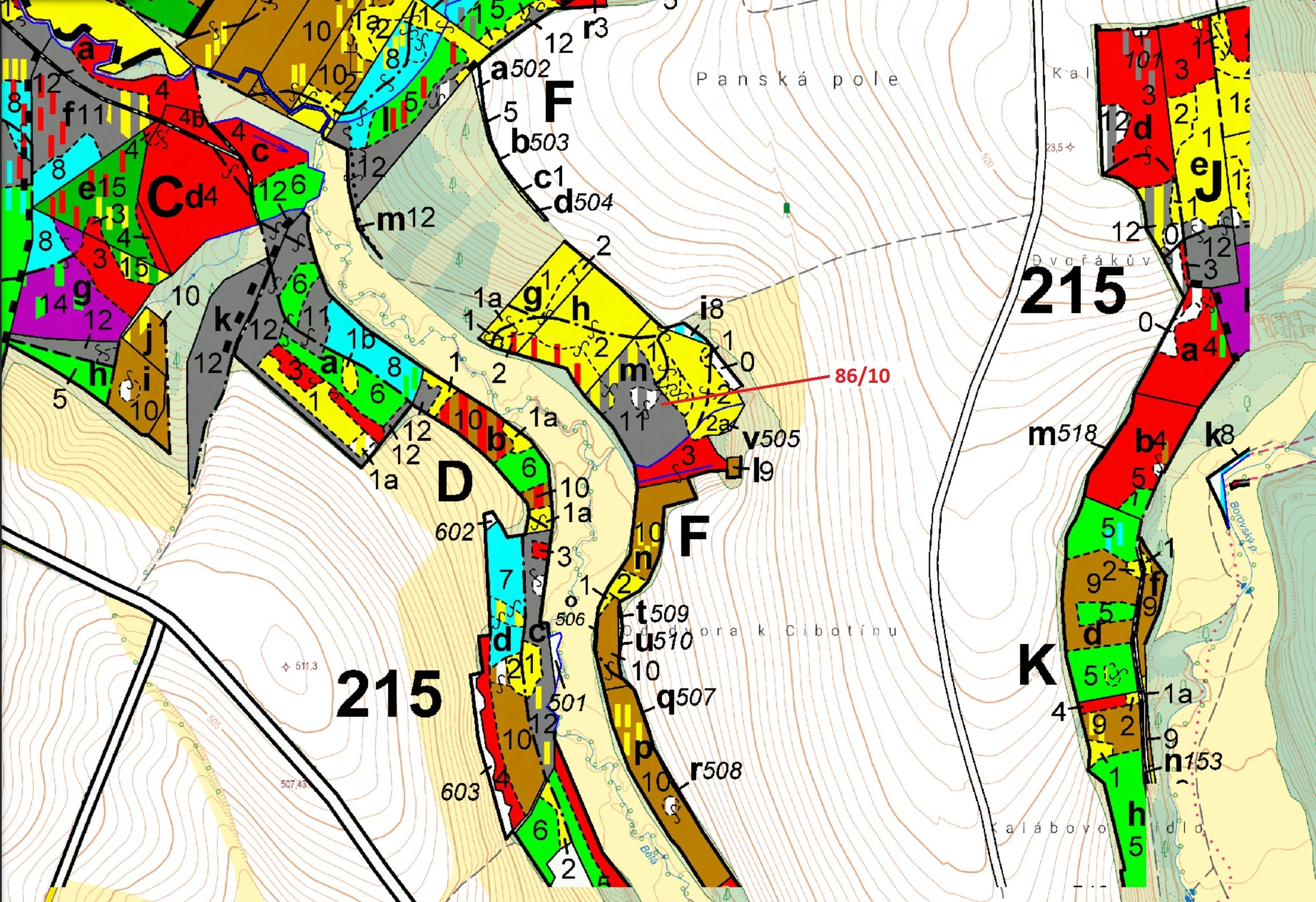 Lesní pozemek o výměře 12 727 m2, podíl 1/1, katastrální území Macourov, obec Žižkovo Pole, obec s r