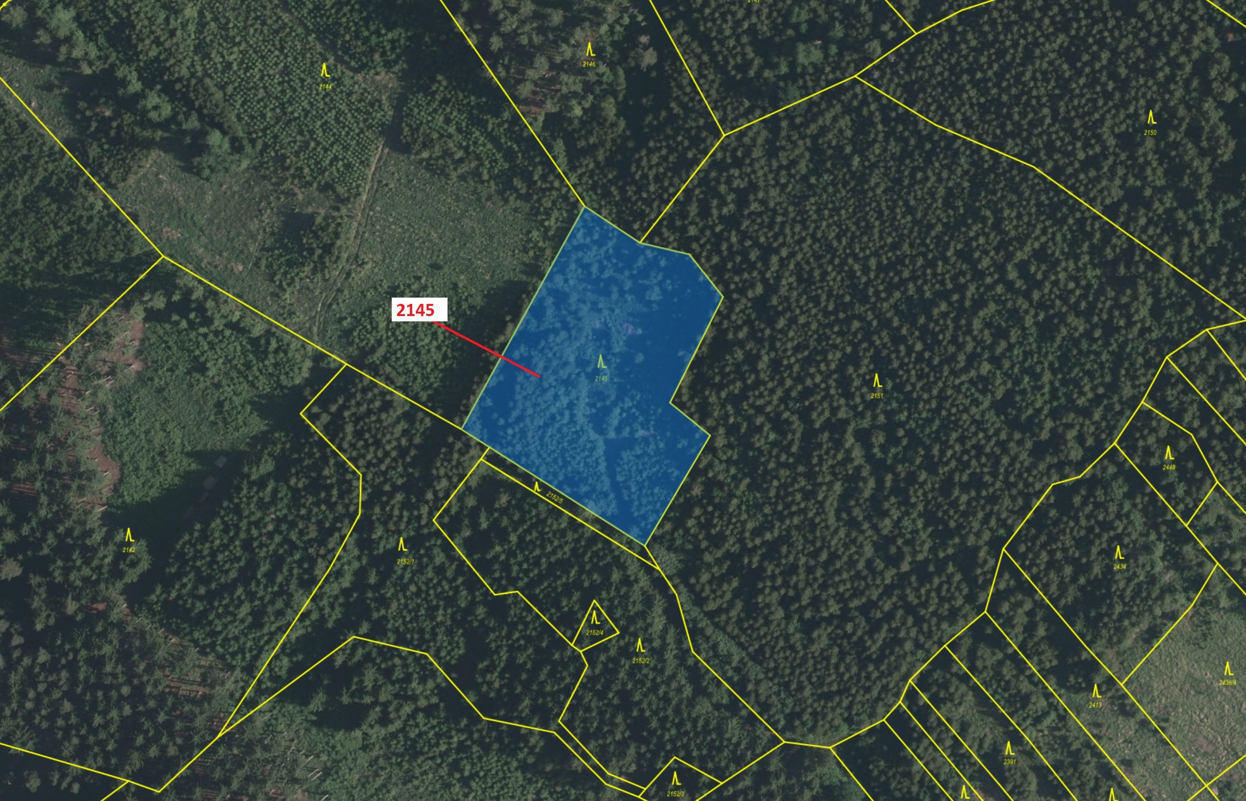 Lesní pozemek o výměře 5413 m2, podíl 1/1, katastrální území Strmilov, obec Strmilov, obec s rozšíře