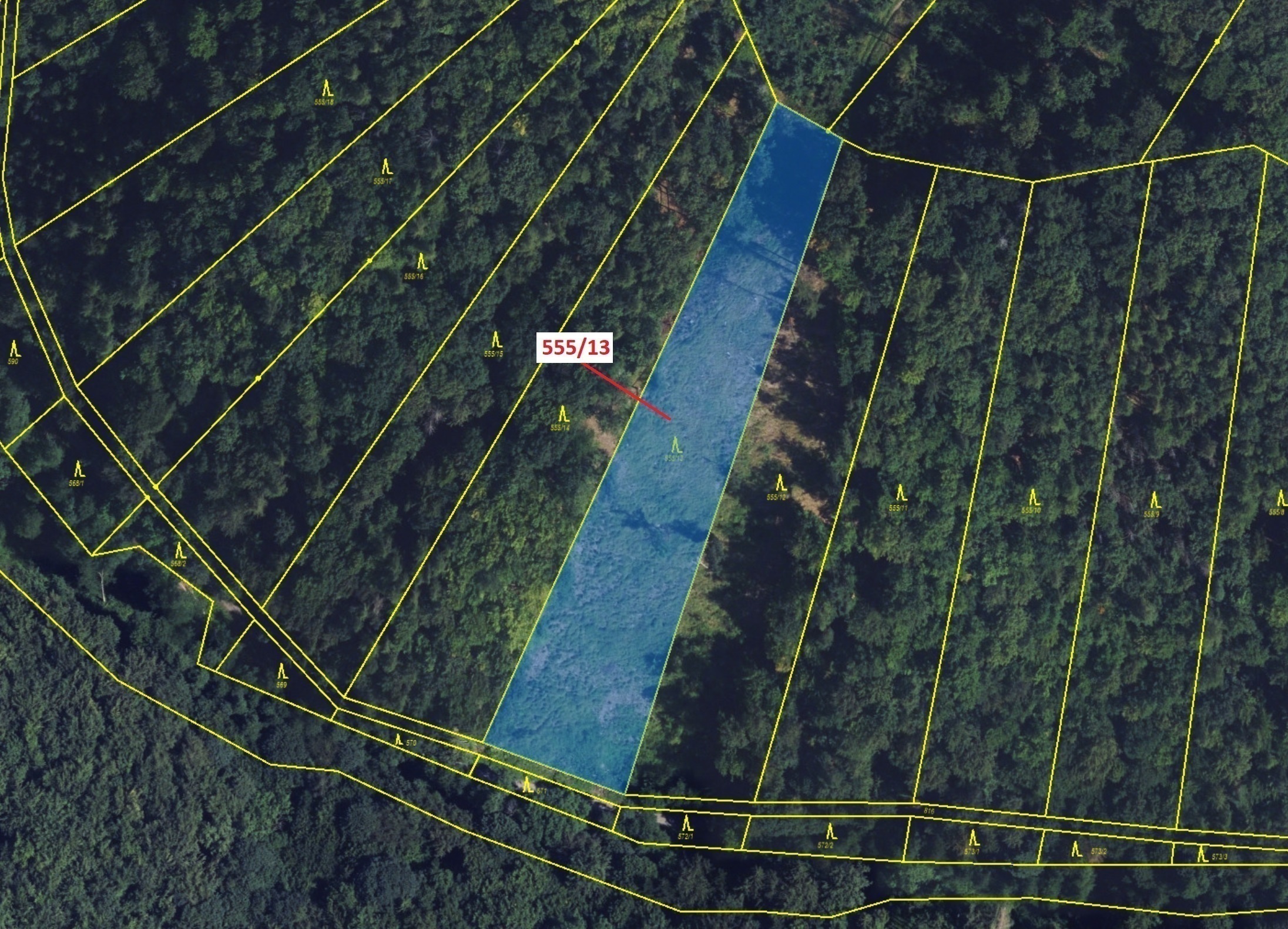Lesní pozemek o výměře 5 798 m2, podíl 1/1, katastrální území Vranová Lhota, obec Vranová Lhota, obe
