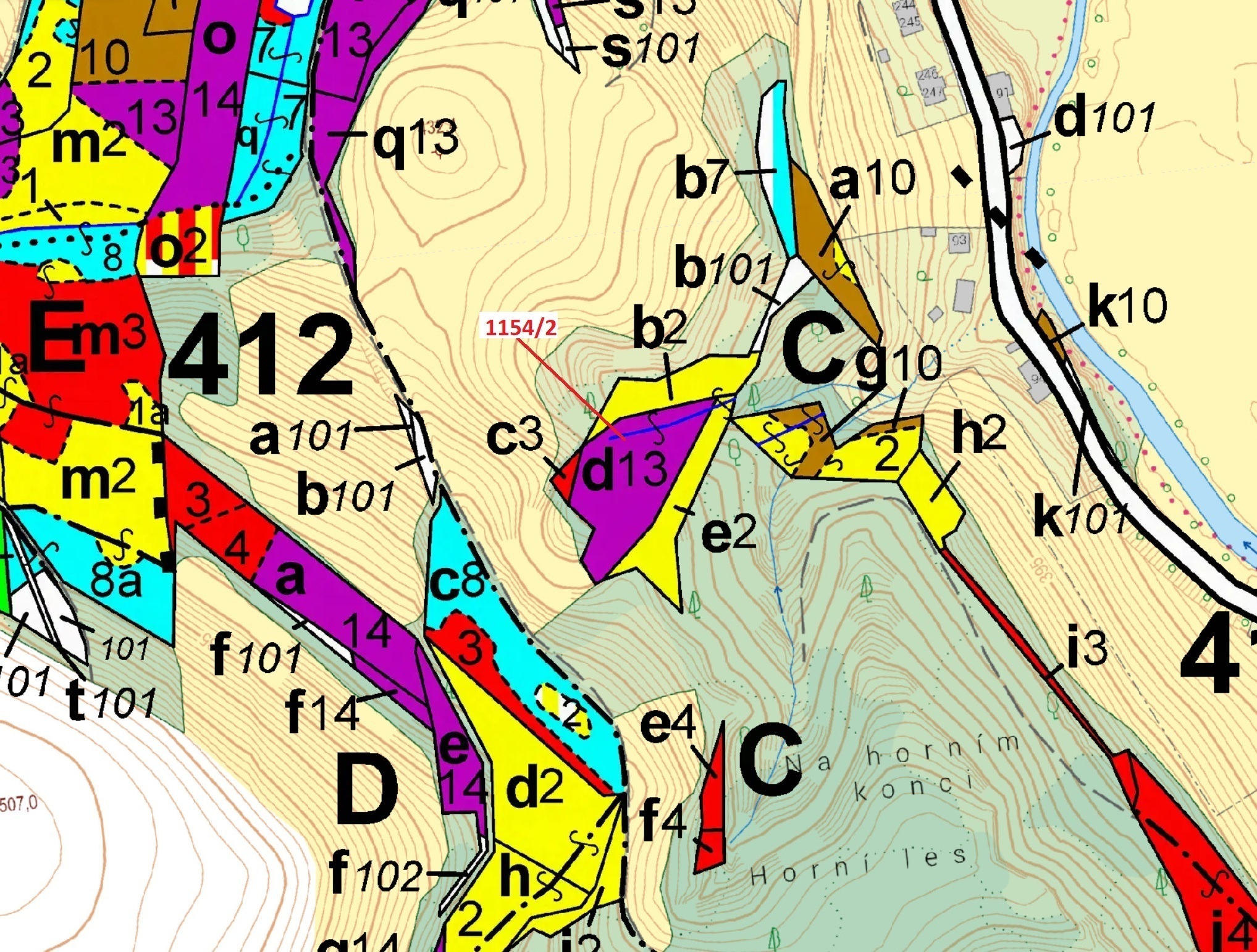 Lesní pozemek o výměře 3699 m2, podíl 1/1, katastrální území Kunčice u Letohradu, obec Letohrad, obe