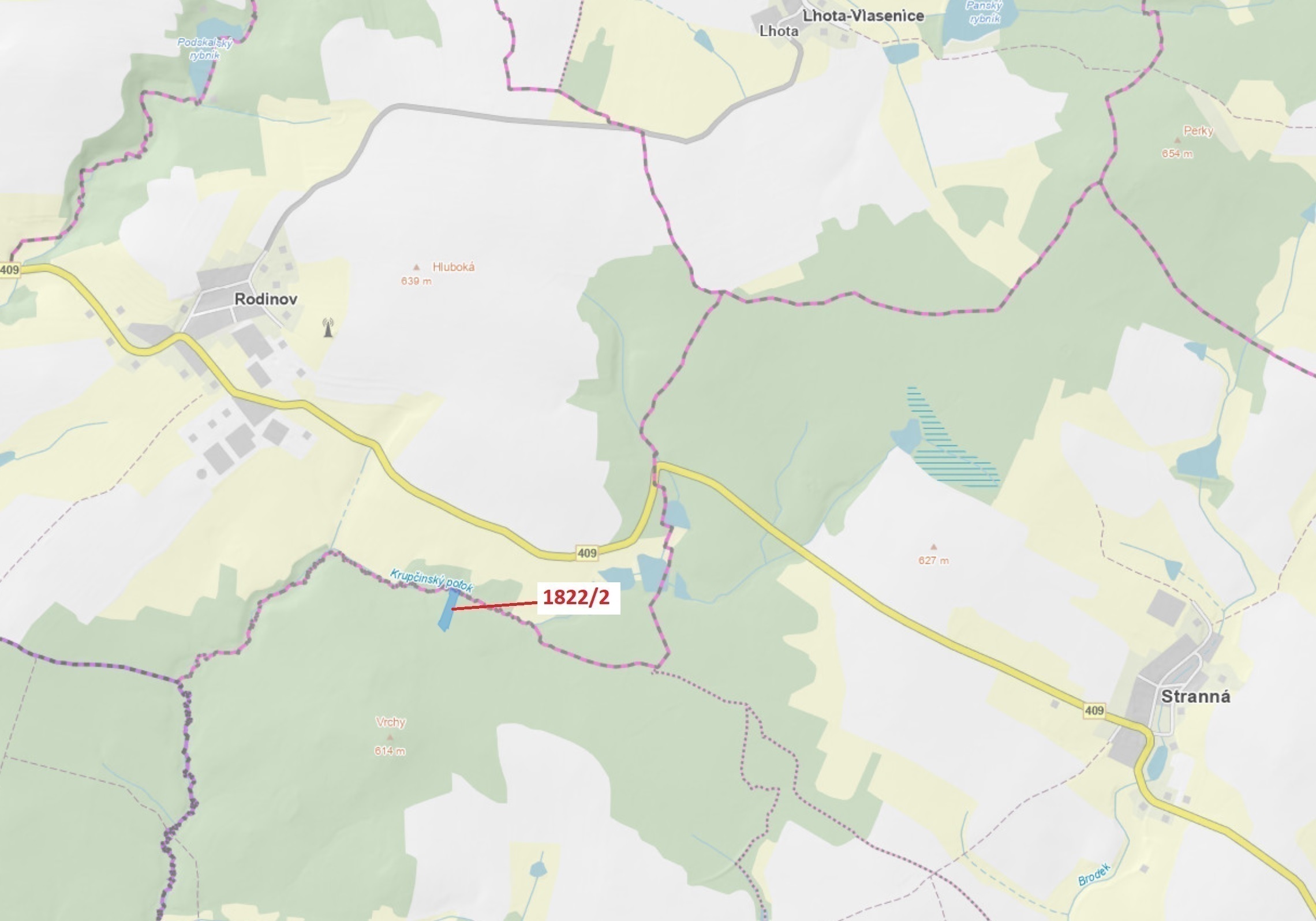 Lesní pozemek o výměře 5 108 m2, podíl 1/1, katastrální území Štítné, obec Žirovnice, obec s rozšíře