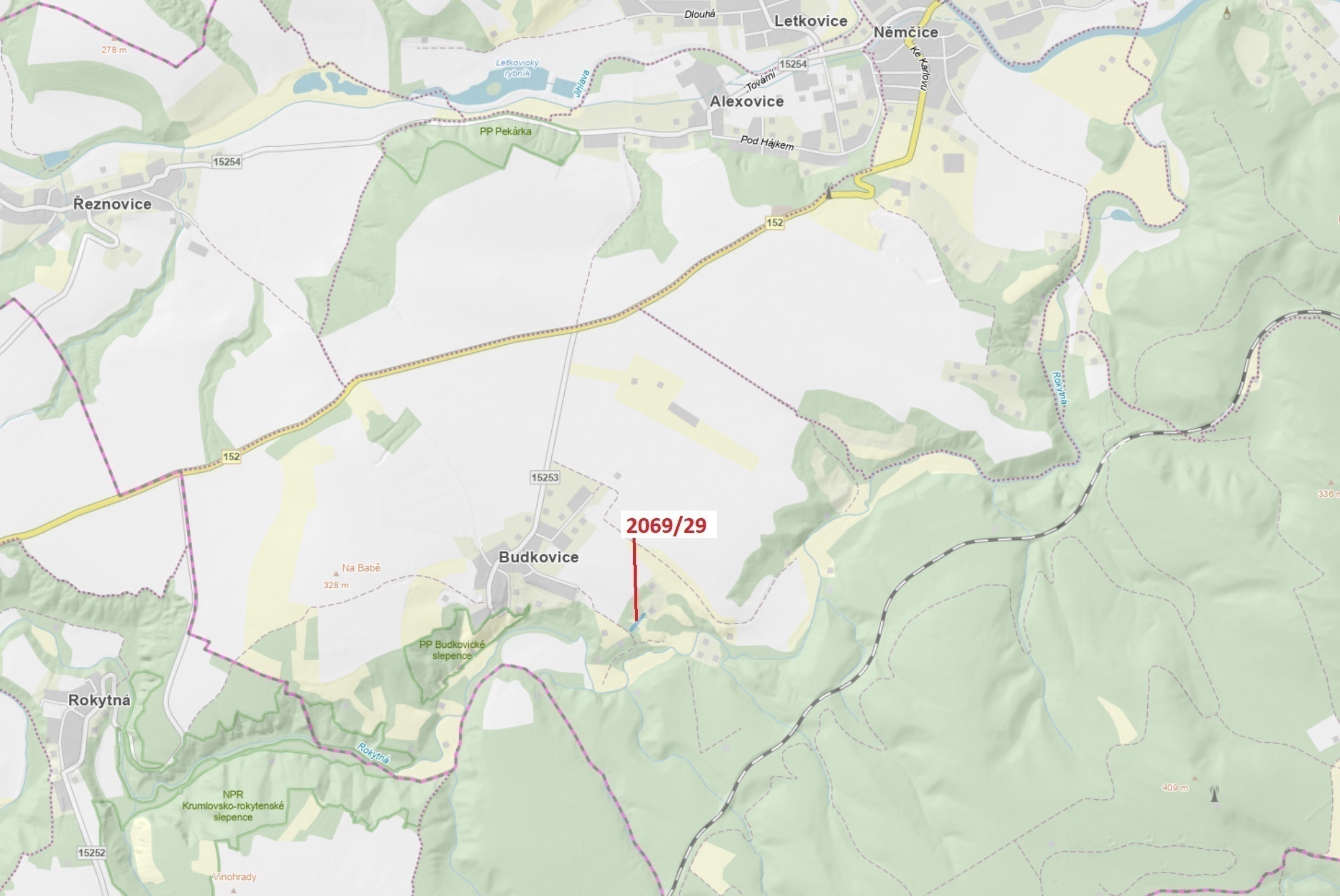 Trvalý travní porost o výměře 1130 m2, podíl 1/1, katastrální území Budkovice, obec Ivančice, obec s