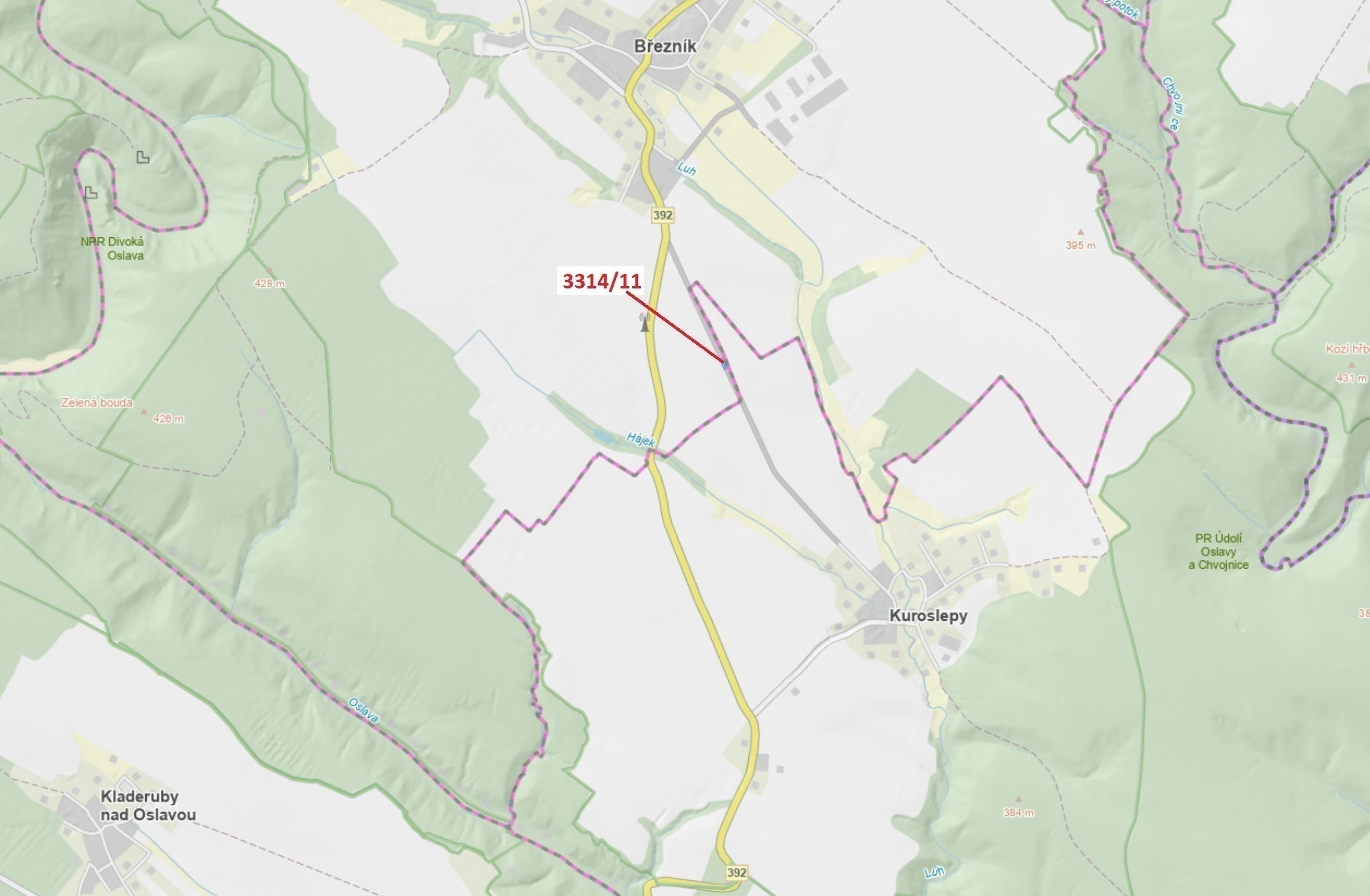 Ostatní plocha o výměře 488 m2, podíl 1/1, katastrální území Březník, obec Březník, obec s rozšířeno